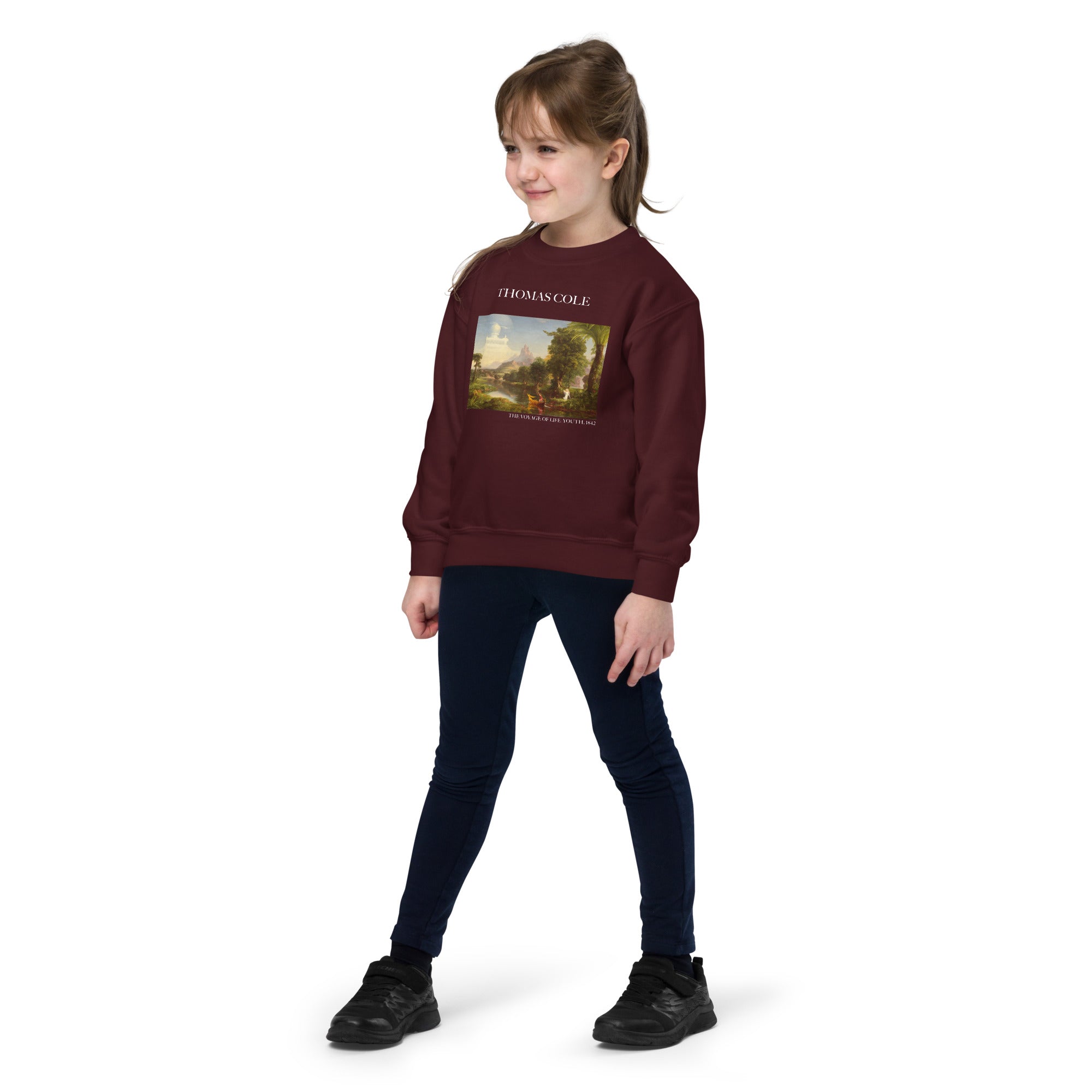 Thomas Cole „Die Reise des Lebens: Jugend“ – berühmtes Gemälde – Rundhals-Sweatshirt | Premium-Kunst-Sweatshirt für Jugendliche