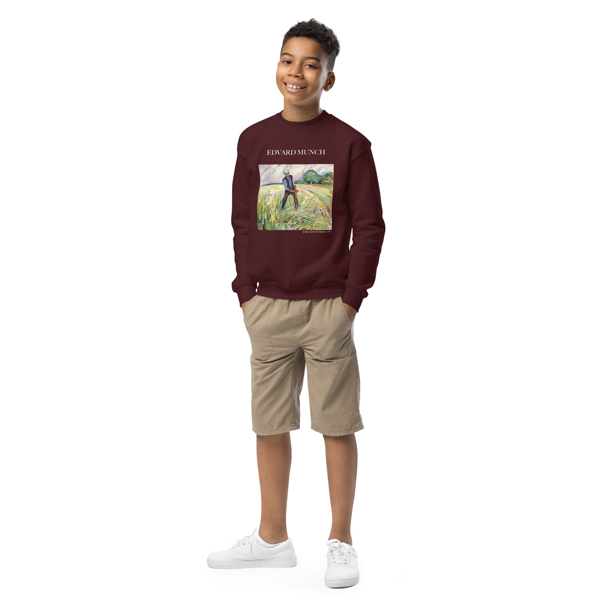 Edvard Munch 'The Haymaker' Famous Painting Crewneck Sweatshirt | Premium Youth Art Sweatshirt