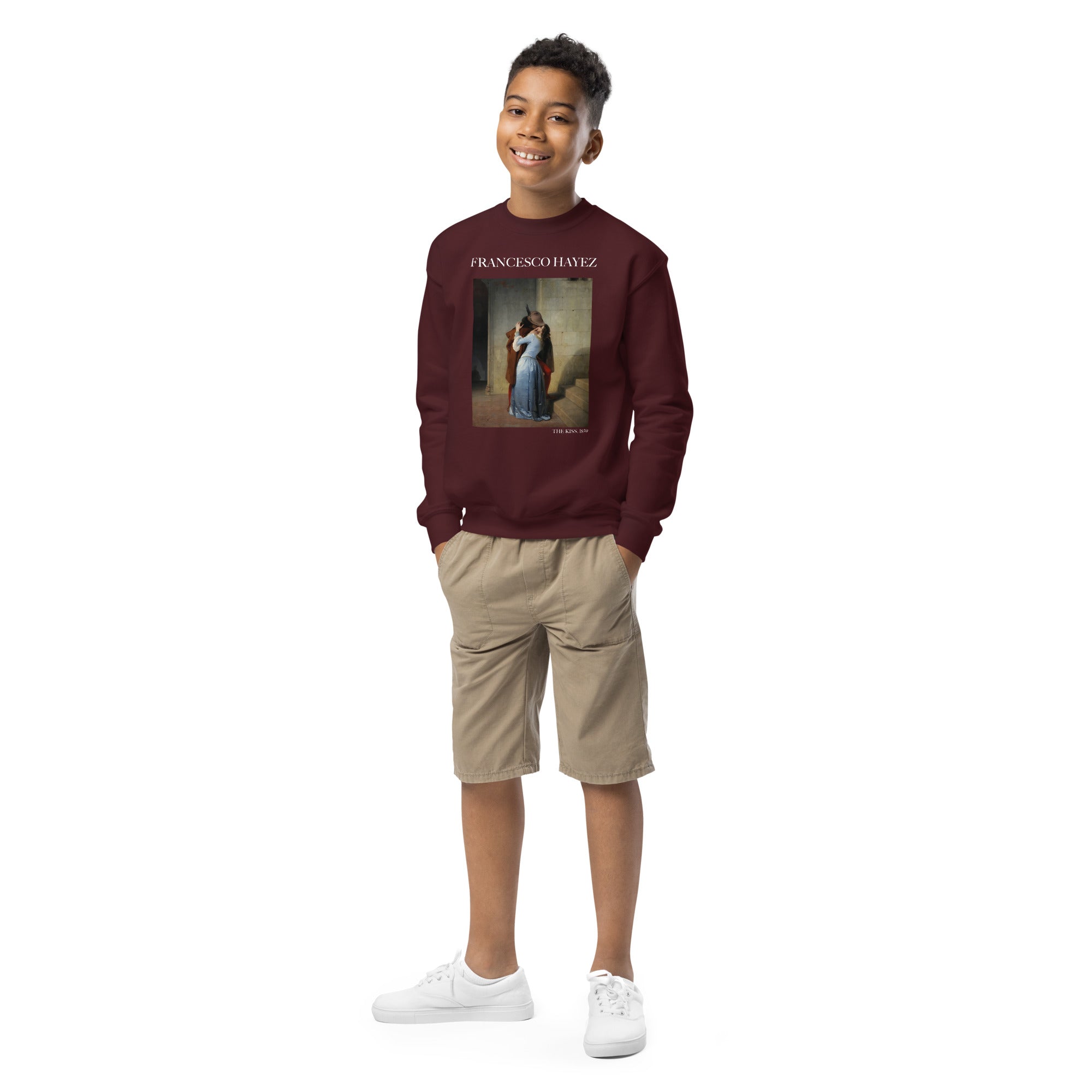 Francesco Hayez 'Der Kuss' berühmtes Gemälde Rundhals-Sweatshirt | Premium Jugend-Kunst-Sweatshirt