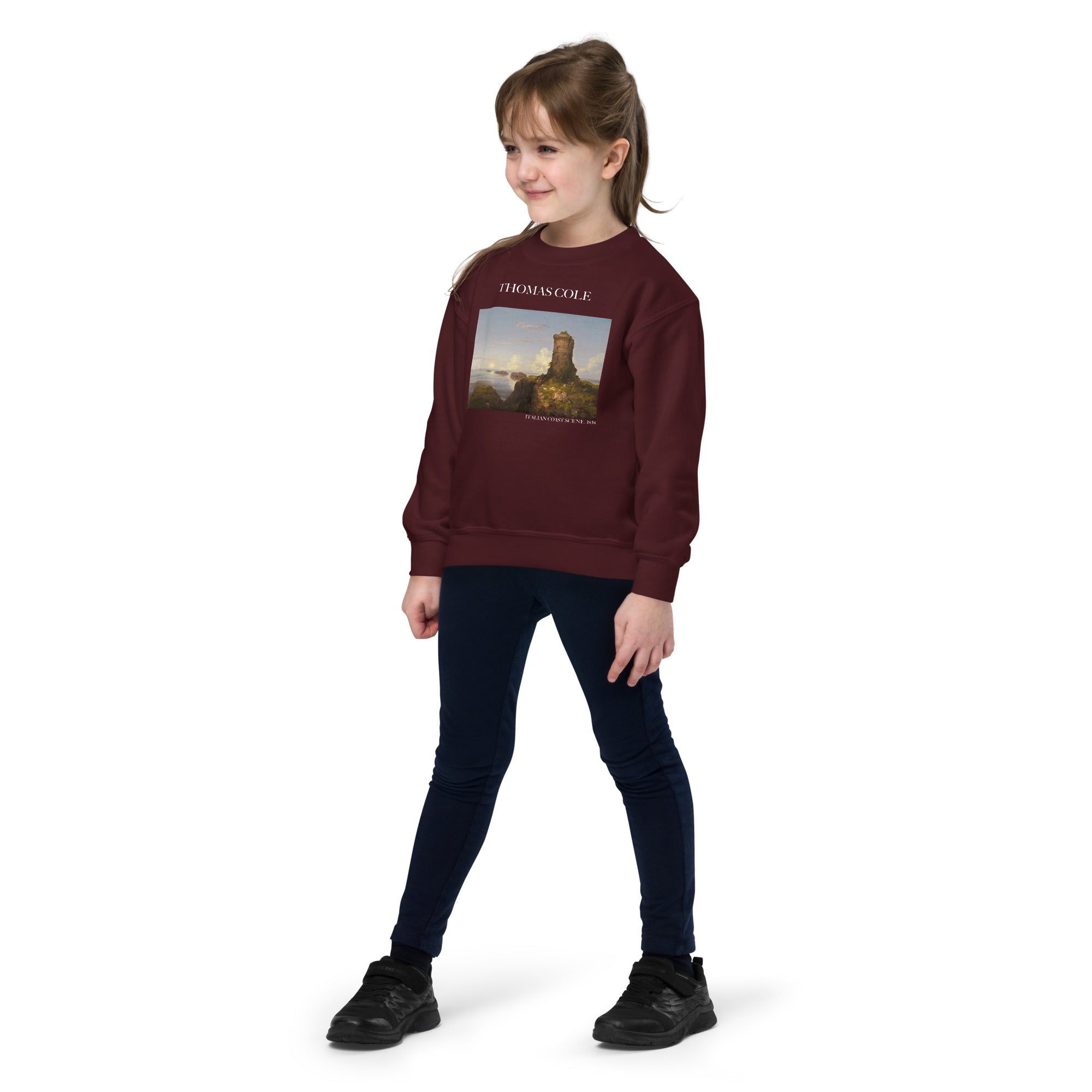 Thomas Cole 'Italian Coast Scene' Famous Painting Crewneck Sweatshirt | Premium Youth Art Sweatshirt