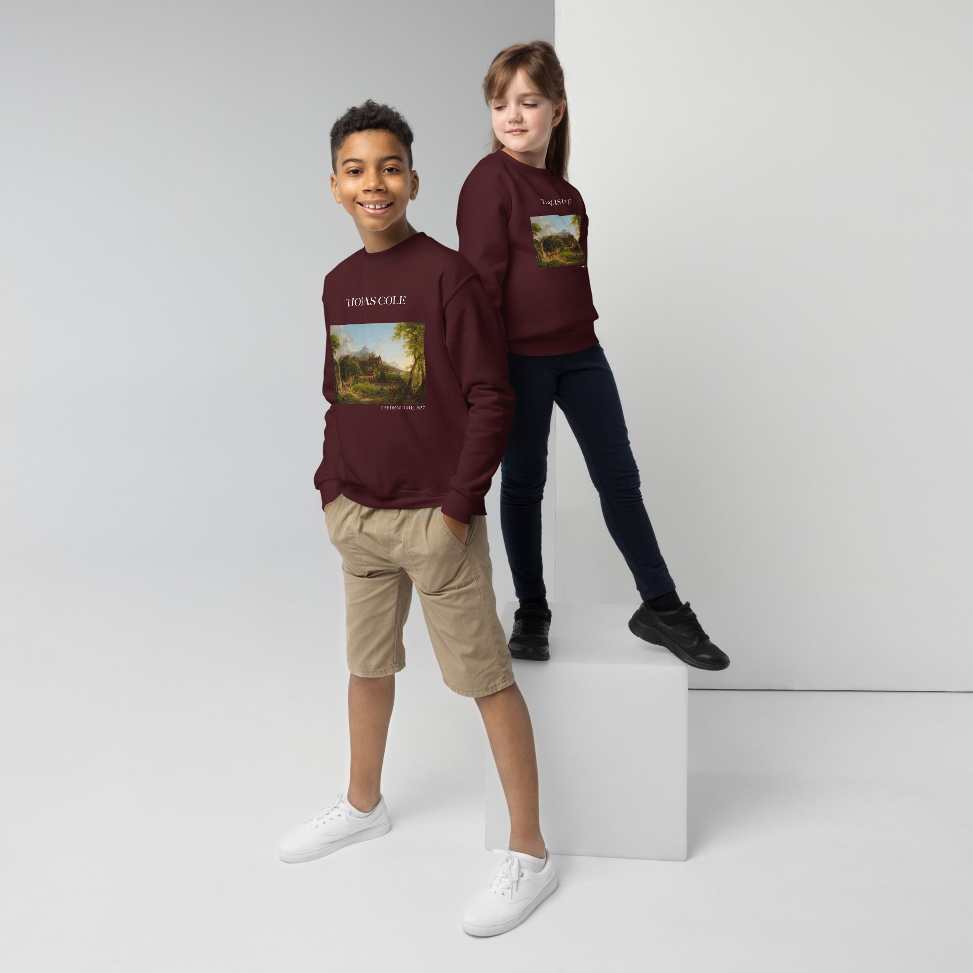 Thomas Cole 'The Departure' Famous Painting Crewneck Sweatshirt | Premium Youth Art Sweatshirt