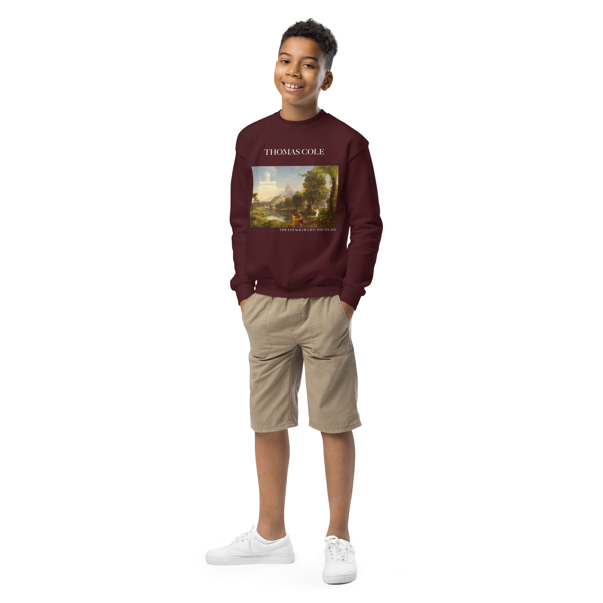 Thomas Cole 'The Voyage of Life: Youth' Famous Painting Crewneck Sweatshirt | Premium Youth Art Sweatshirt