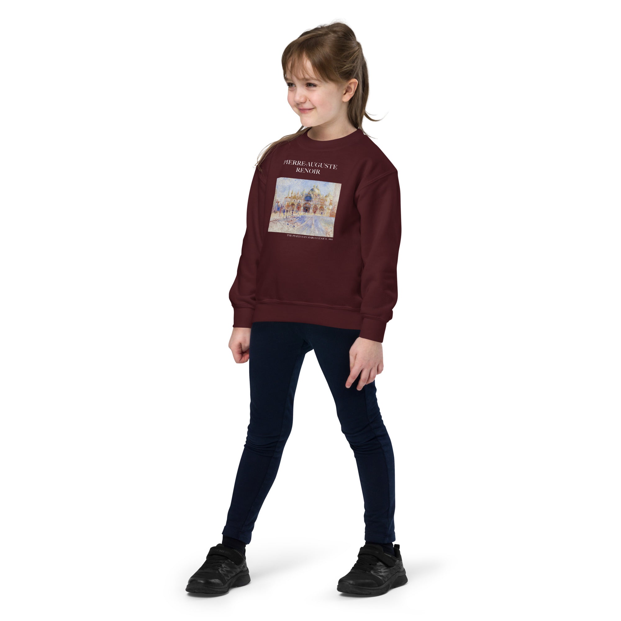 Pierre-Auguste Renoir - Rundhals-Sweatshirt mit berühmtem Gemälde „Der Markusplatz, Venedig“ | Premium-Kunst-Sweatshirt für Jugendliche