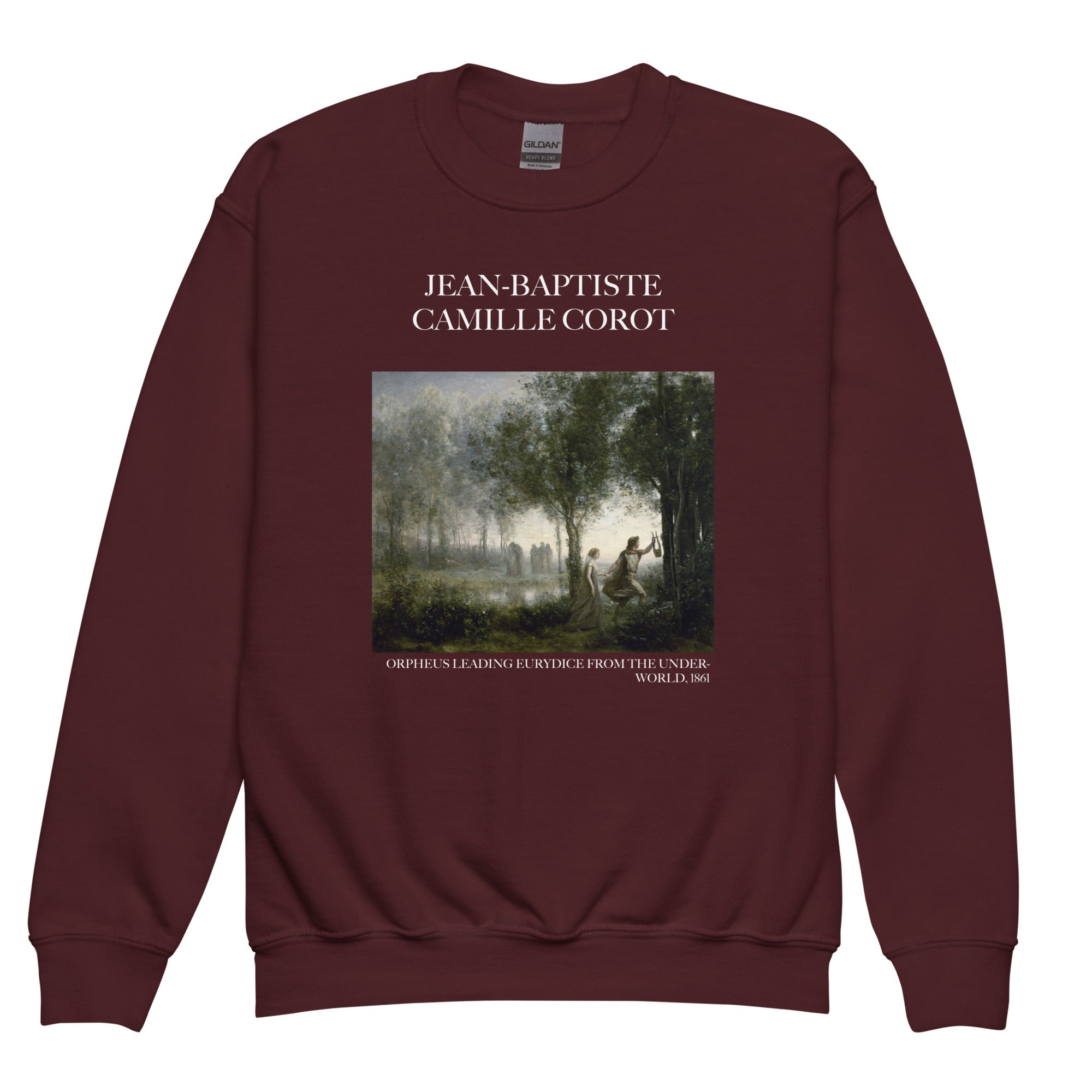 Jean-Baptiste Camille Corot 'Orpheus führt Eurydike aus der Unterwelt' Berühmtes Gemälde Rundhals-Sweatshirt | Premium Jugend-Kunst-Sweatshirt