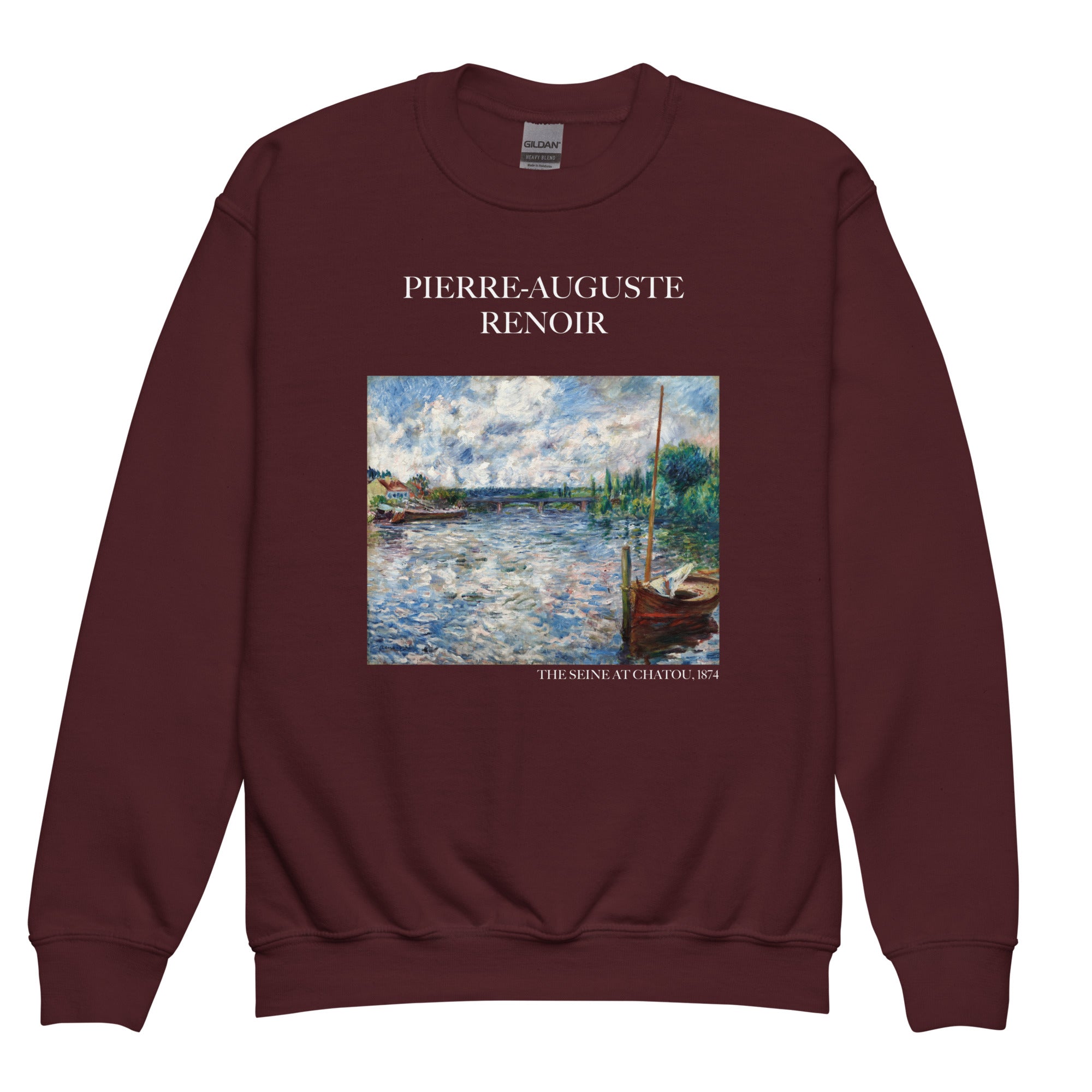 Pierre-Auguste Renoir 'The Seine at Chatou' Famous Painting Crewneck Sweatshirt | Premium Youth Art Sweatshirt