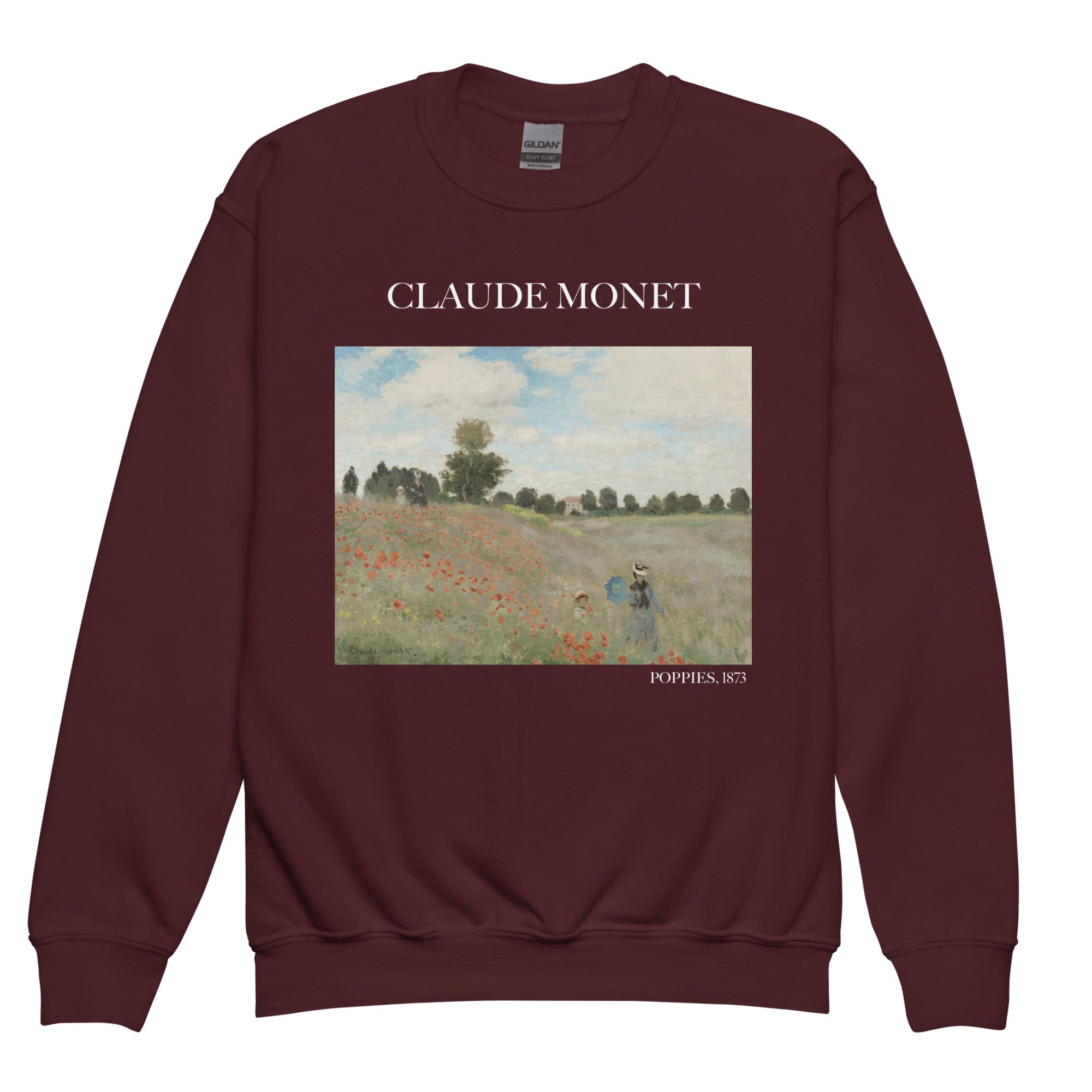 Claude Monet 'Poppies' Famous Painting Crewneck Sweatshirt | Premium Youth Art Sweatshirt