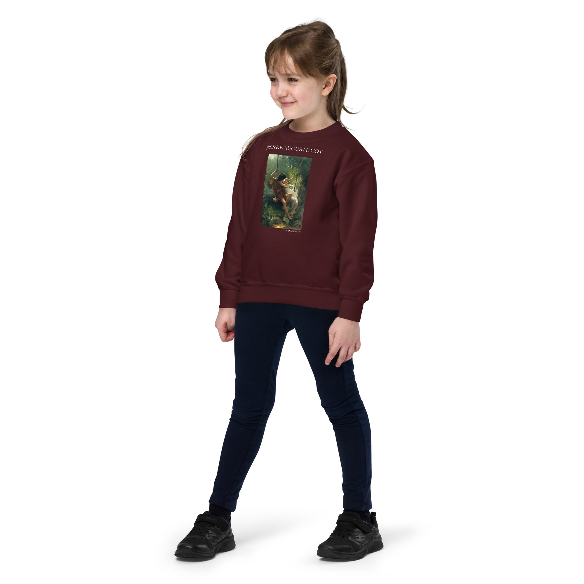 Pierre Auguste Cot 'Frühling' Berühmtes Gemälde Rundhals-Sweatshirt | Premium Jugend Kunst Sweatshirt