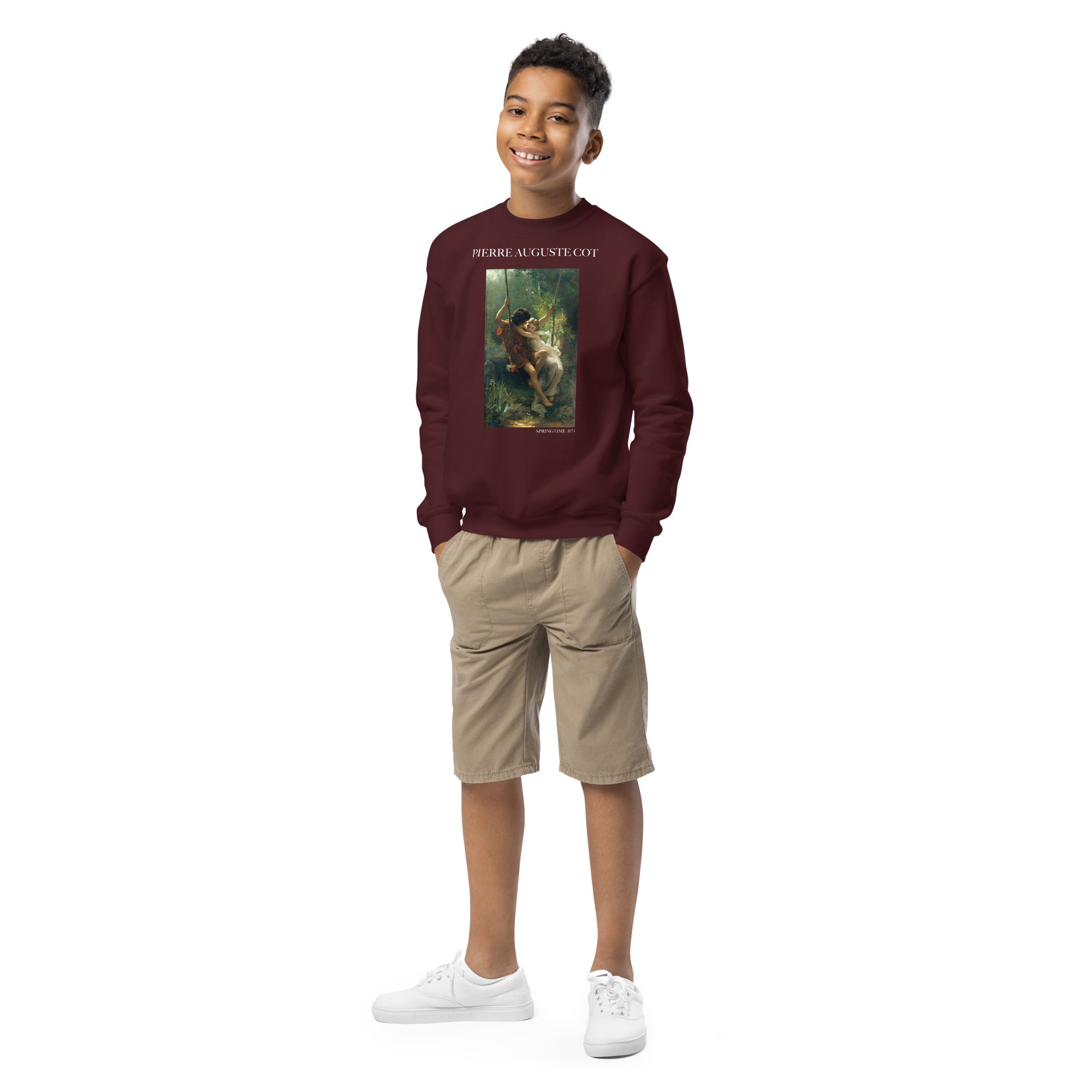 Pierre Auguste Cot 'Springtime' Famous Painting Crewneck Sweatshirt | Premium Youth Art Sweatshirt