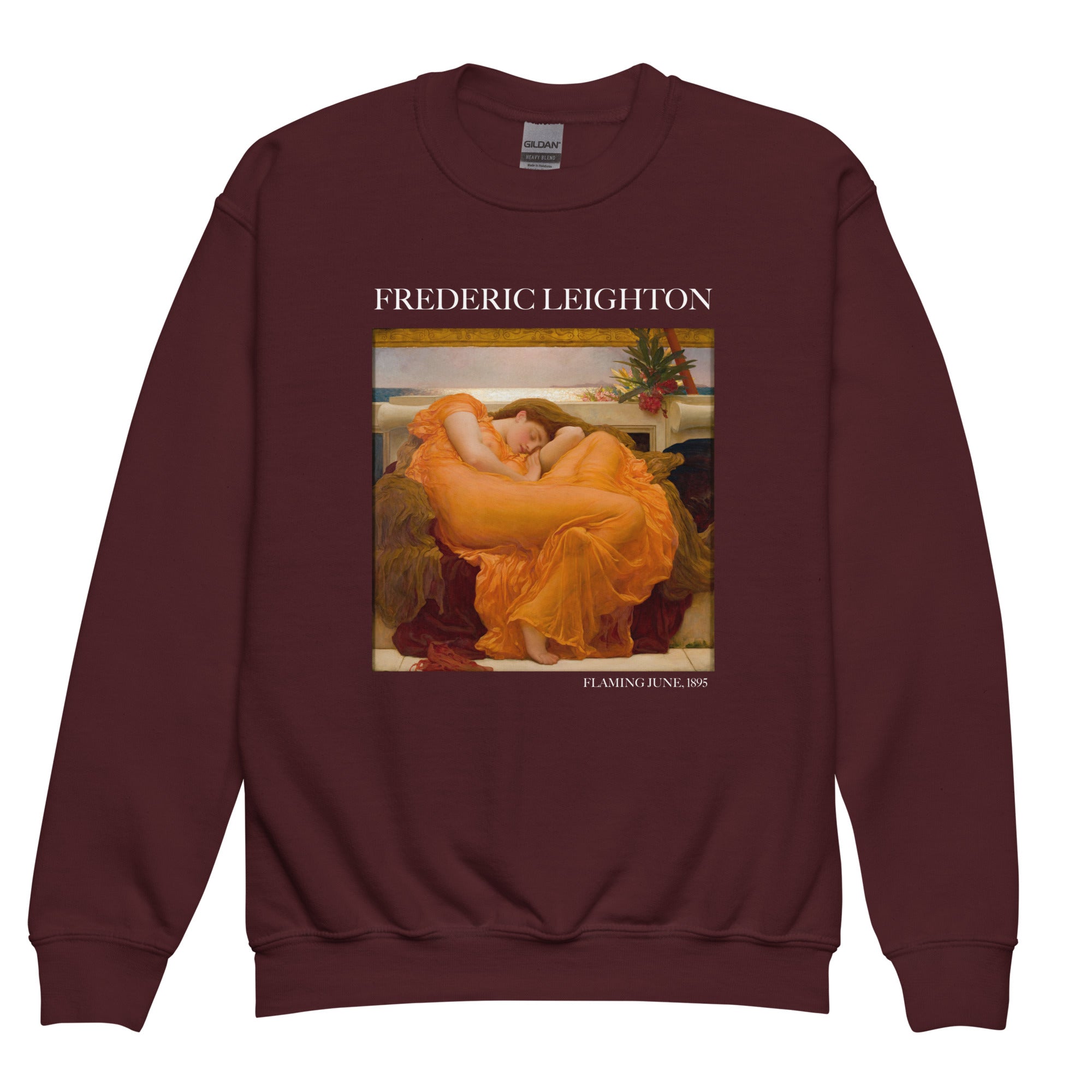 Frederic Leighton 'Flaming June' Famous Painting Crewneck Sweatshirt | Premium Youth Art Sweatshirt
