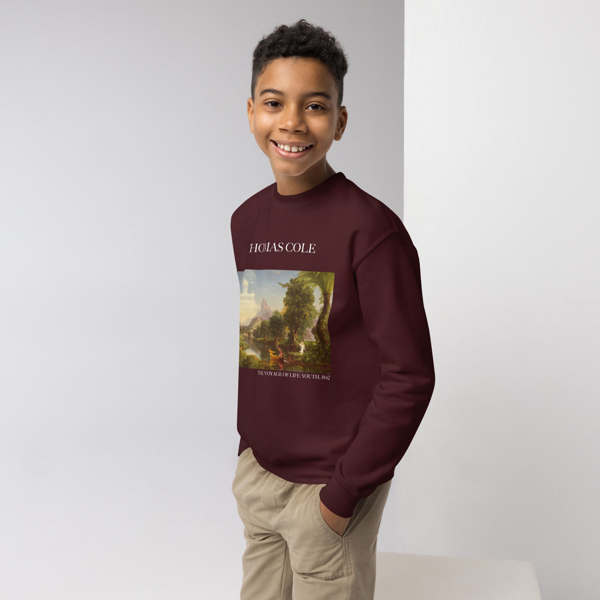 Thomas Cole 'The Voyage of Life: Youth' Famous Painting Crewneck Sweatshirt | Premium Youth Art Sweatshirt