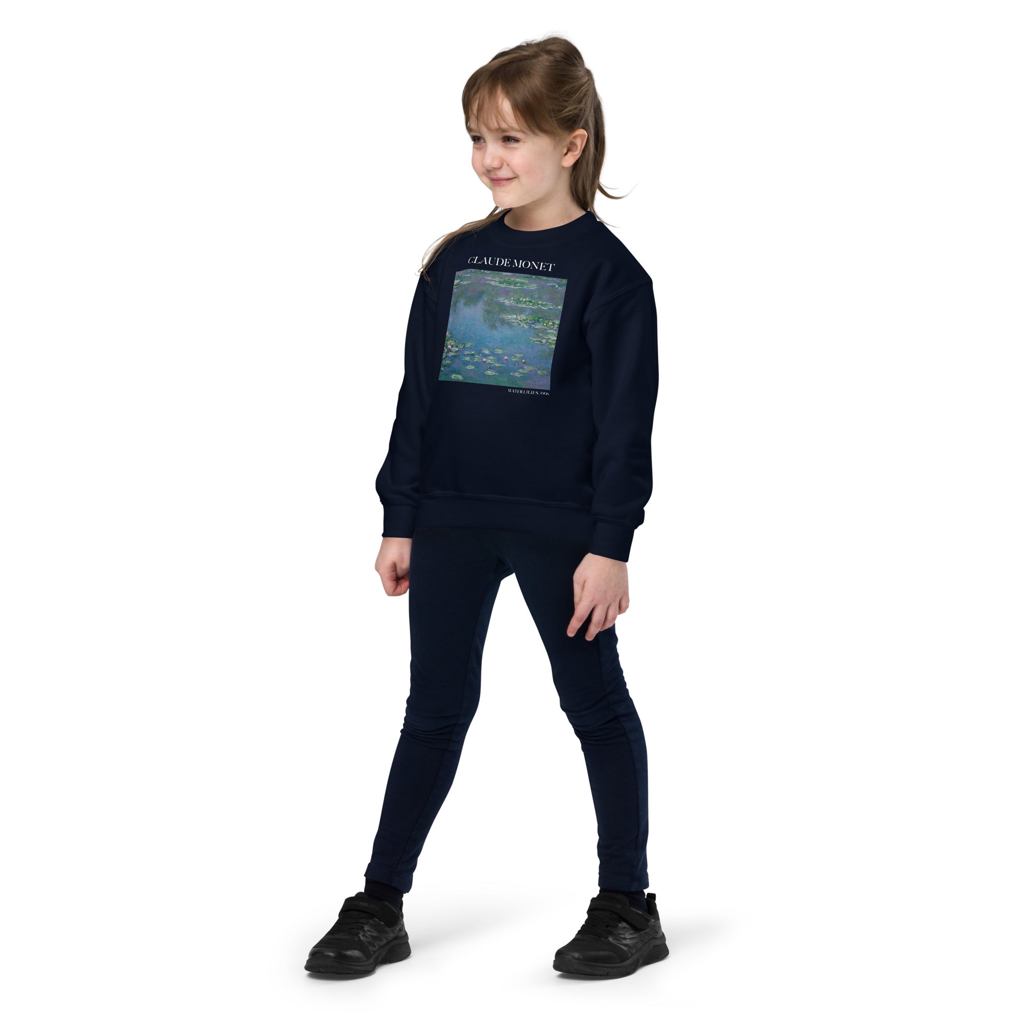 Claude Monet „Seerosen“ – berühmtes Gemälde – Rundhals-Sweatshirt – Premium-Kunst-Sweatshirt für Jugendliche