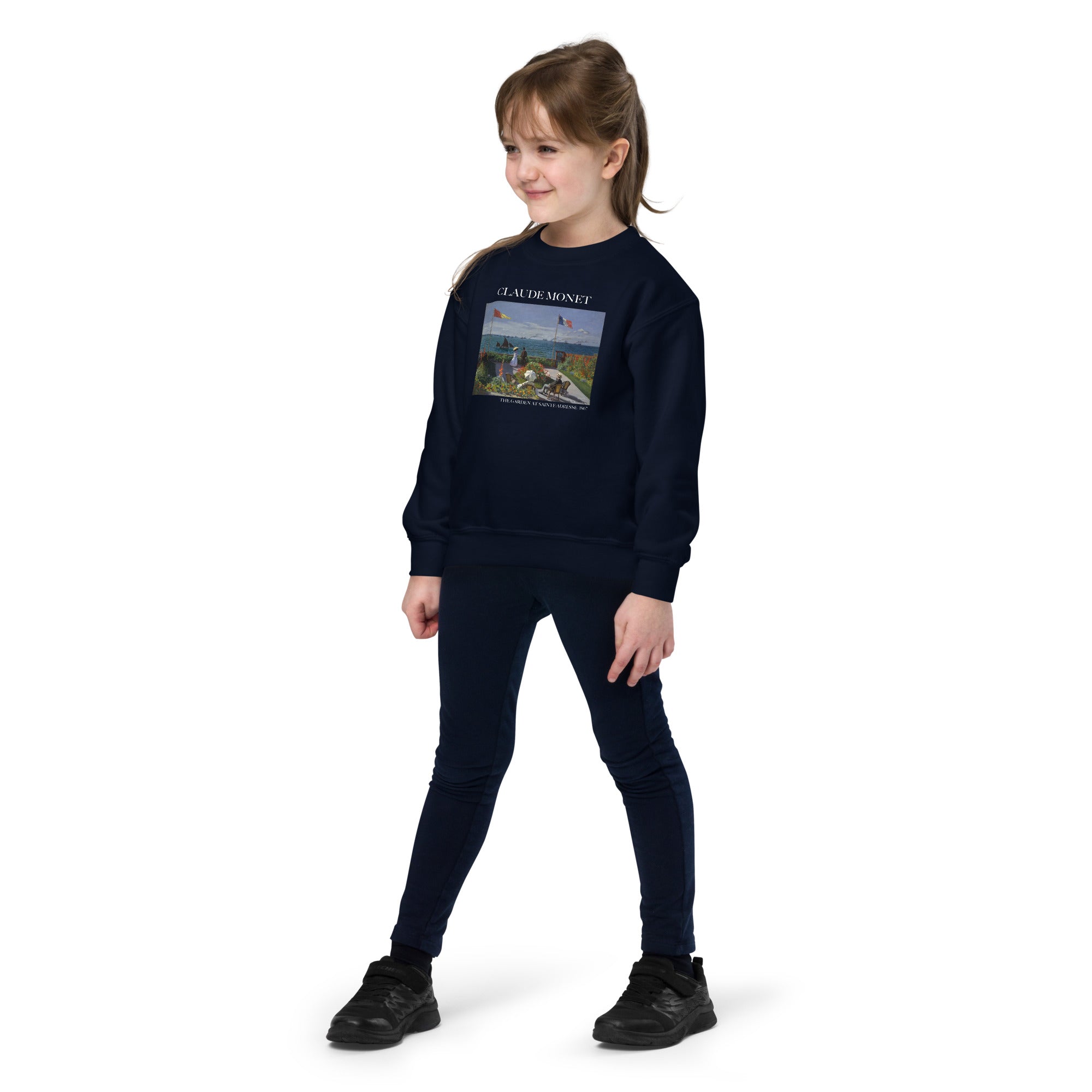 Claude Monet 'The Garden at Sainte-Adresse' Famous Painting Crewneck Sweatshirt | Premium Youth Art Sweatshirt