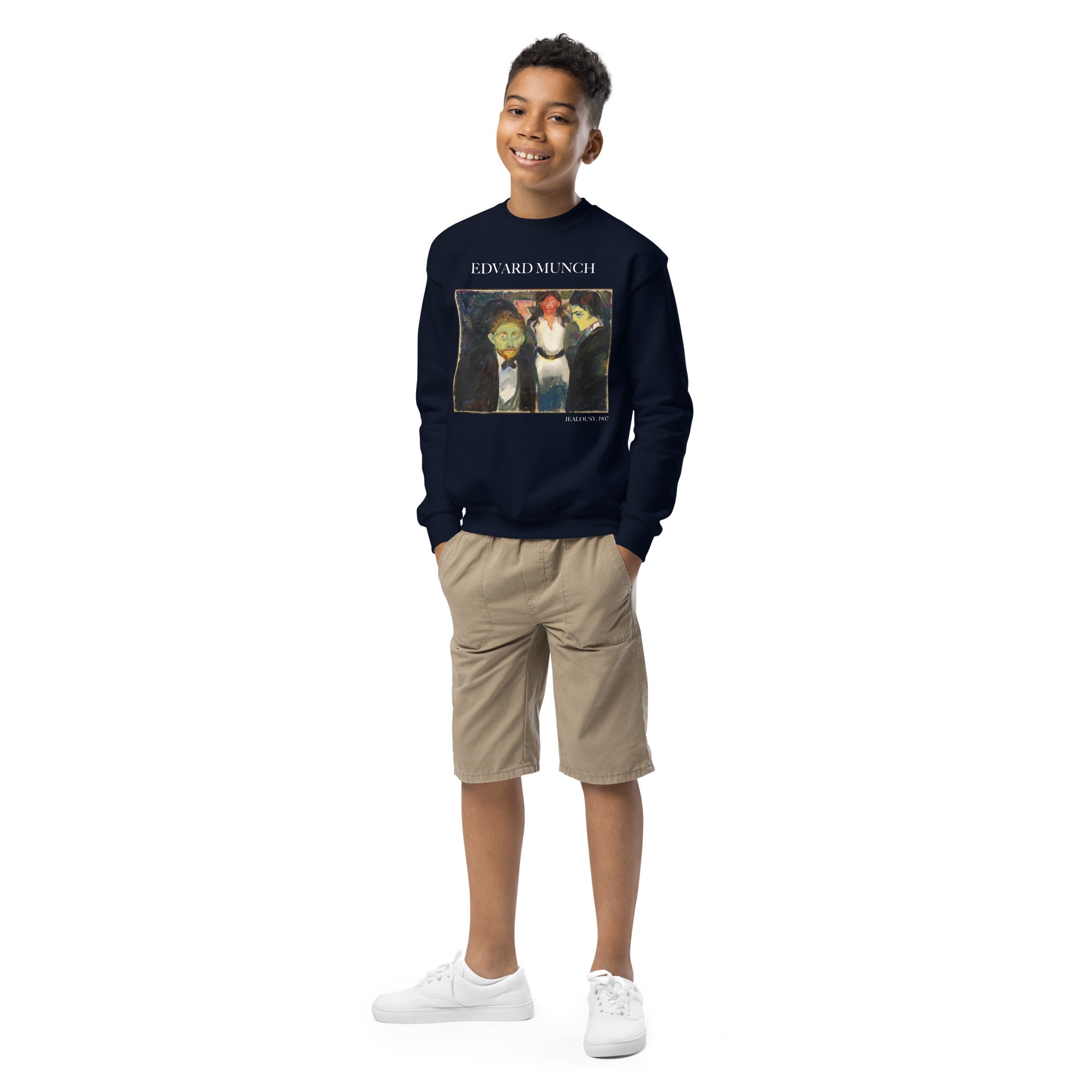 Edvard Munch 'Jealousy' Famous Painting Crewneck Sweatshirt | Premium Youth Art Sweatshirt