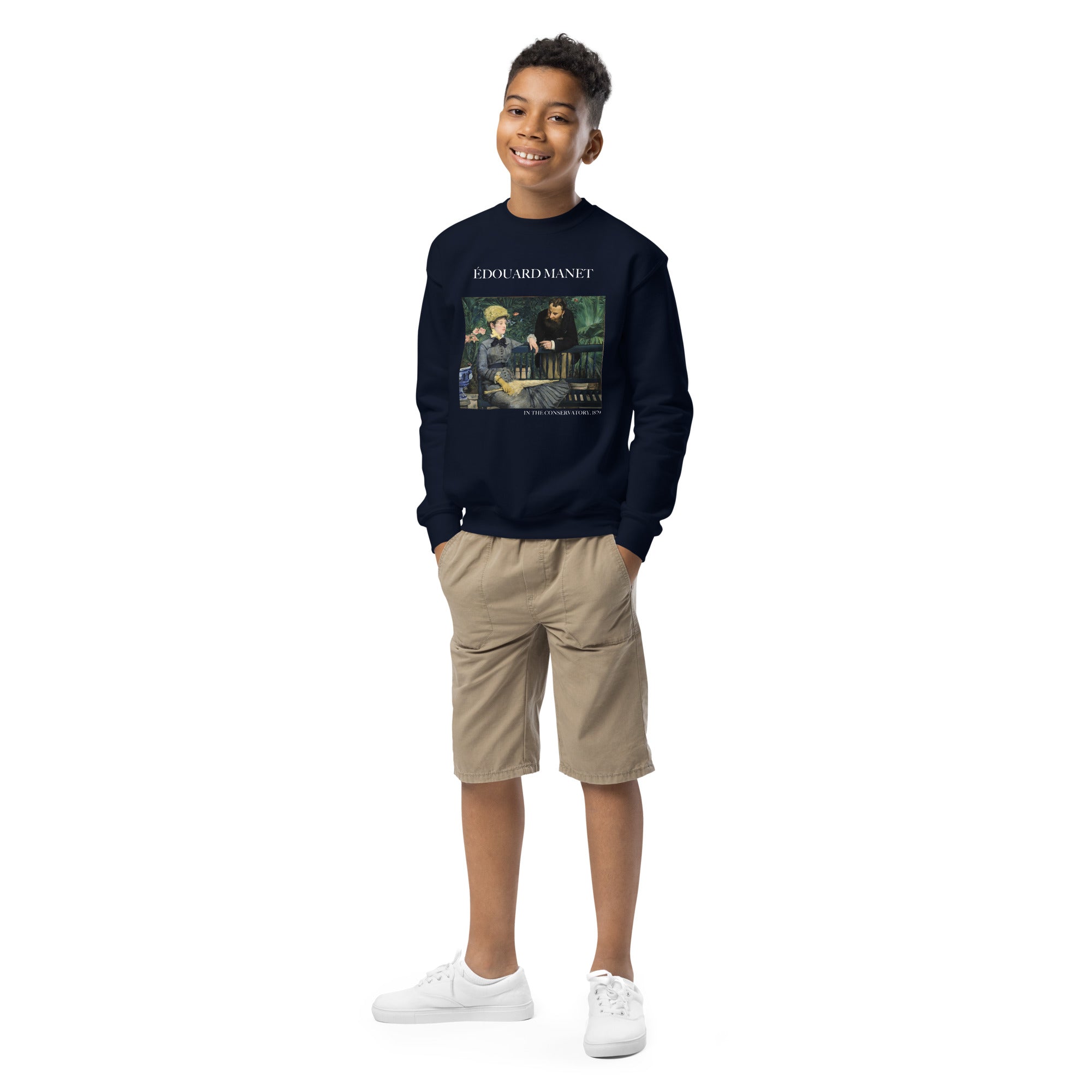 Édouard Manet „Im Wintergarten“ – berühmtes Gemälde – Rundhals-Sweatshirt – Premium-Kunst-Sweatshirt für Jugendliche