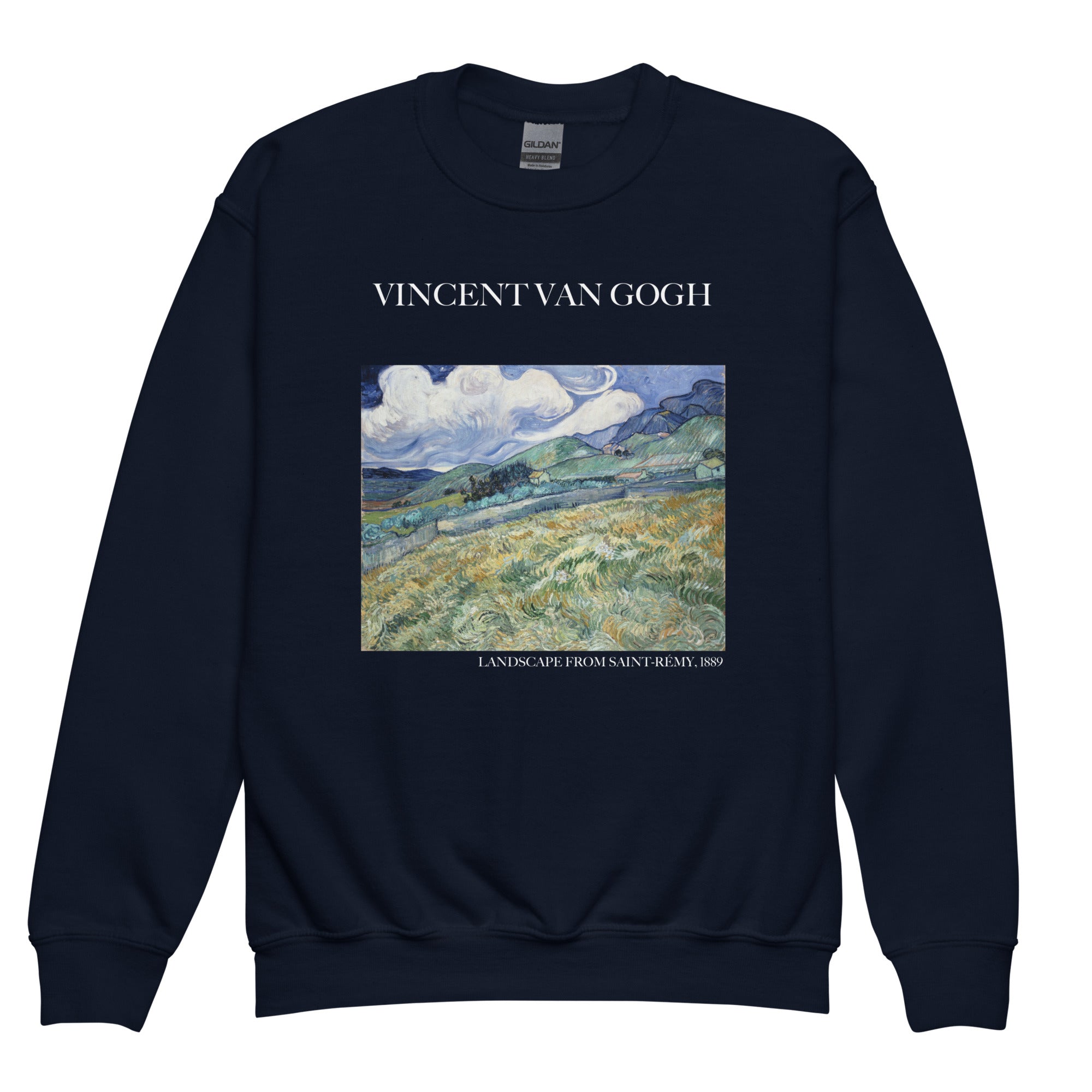 Vincent van Gogh 'Landscape from Saint-Rémy' Famous Painting Crewneck Sweatshirt | Premium Youth Art Sweatshirt