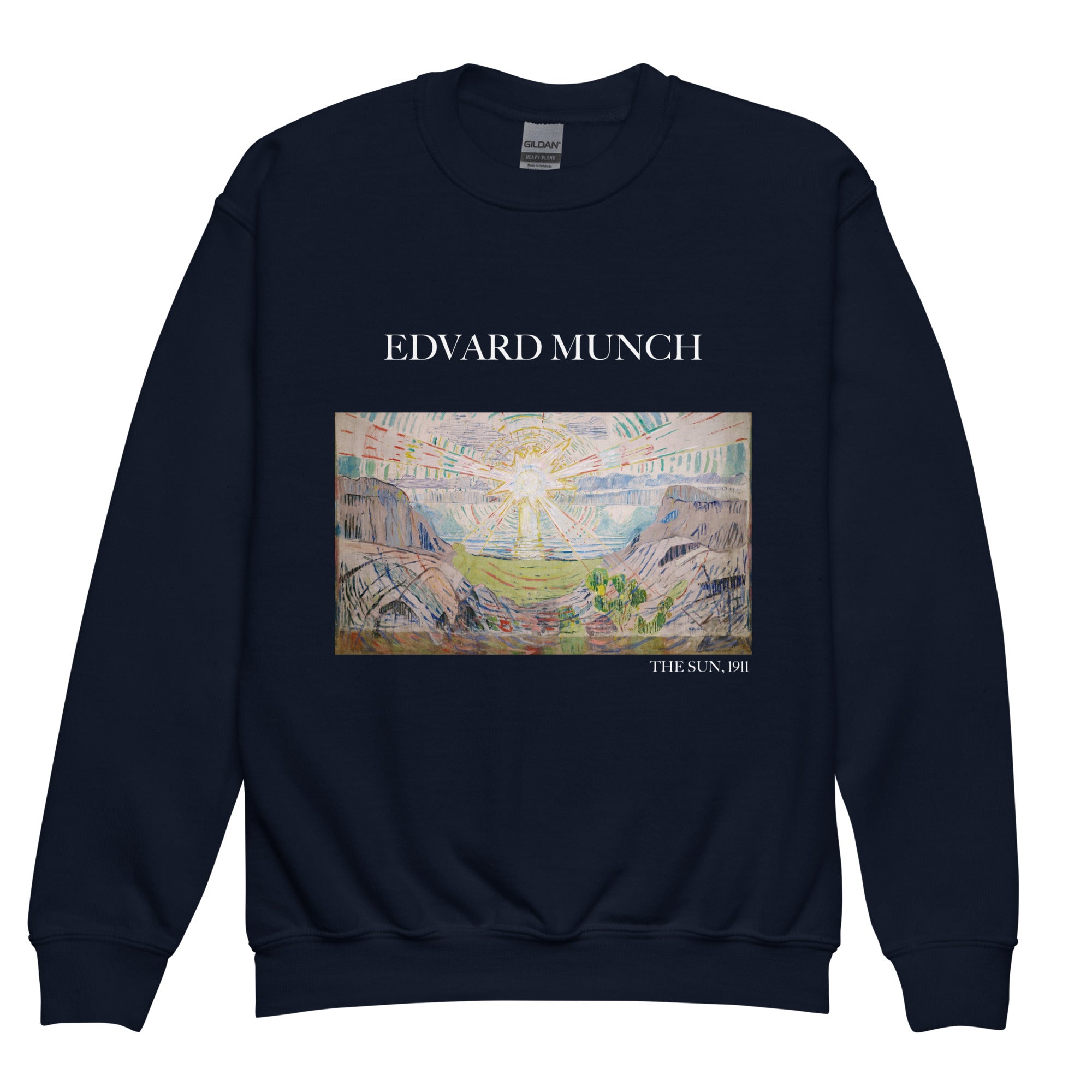 Edvard Munch „Die Sonne“ – berühmtes Gemälde – Rundhals-Sweatshirt | Premium-Kunst-Sweatshirt für Jugendliche