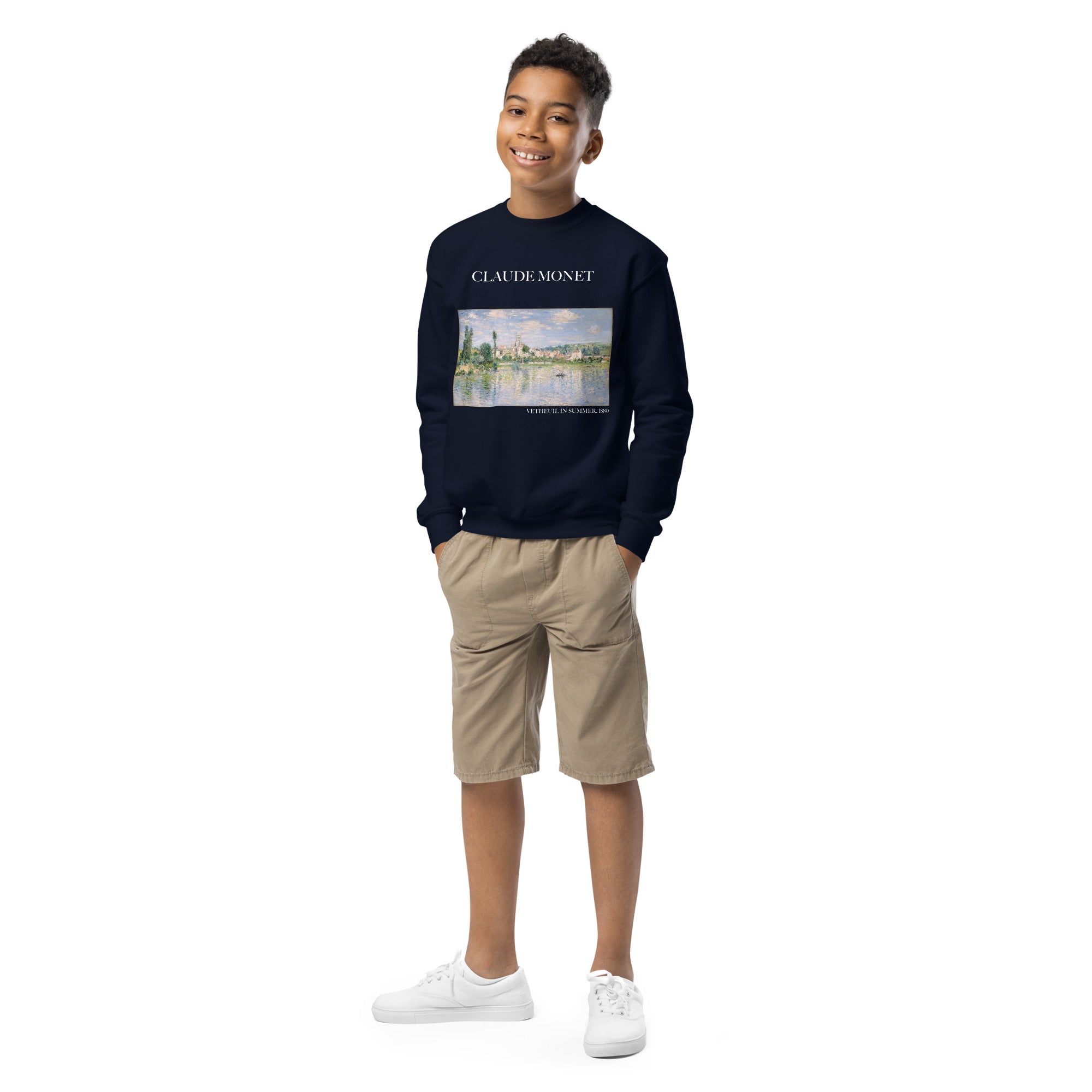 Claude Monet 'Vetheuil in Summer' Famous Painting Crewneck Sweatshirt | Premium Youth Art Sweatshirt