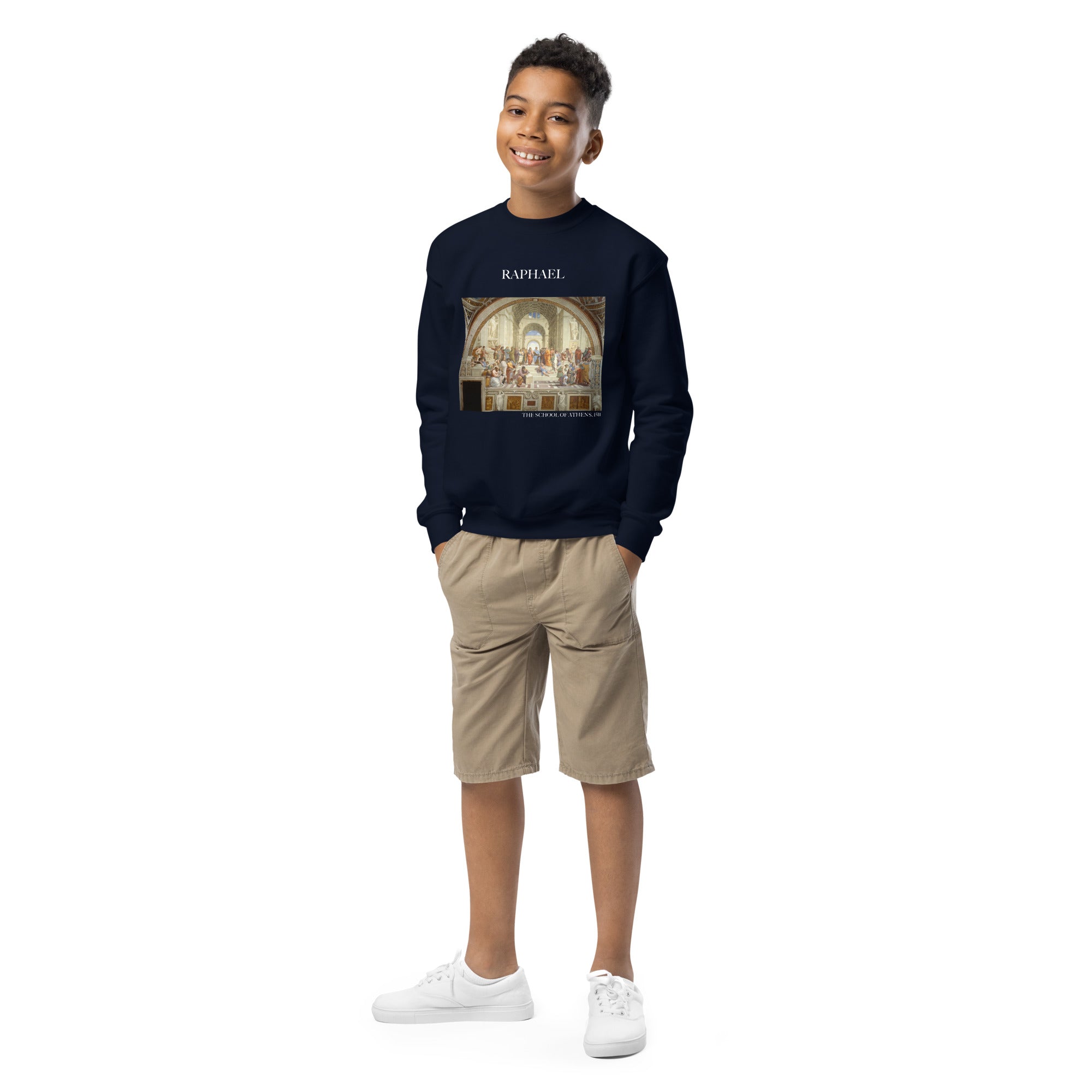 Raphael 'Die Schule von Athen' Berühmtes Gemälde Rundhals-Sweatshirt | Premium Jugend Kunst Sweatshirt