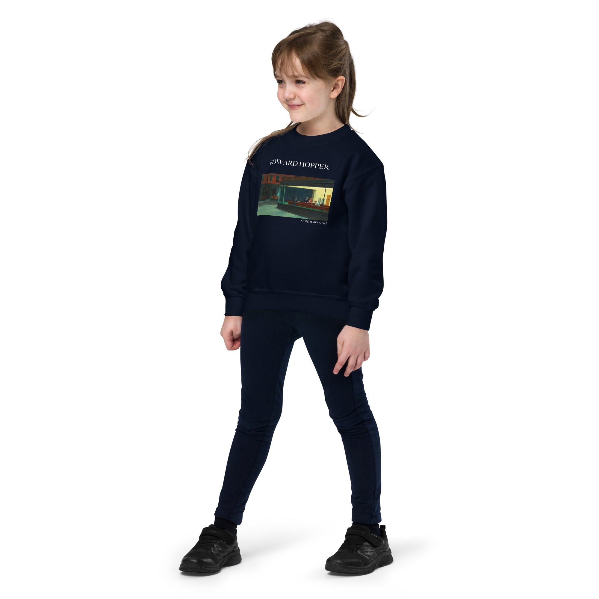 Edward Hopper 'Nighthawks' Famous Painting Crewneck Sweatshirt | Premium Youth Art Sweatshirt