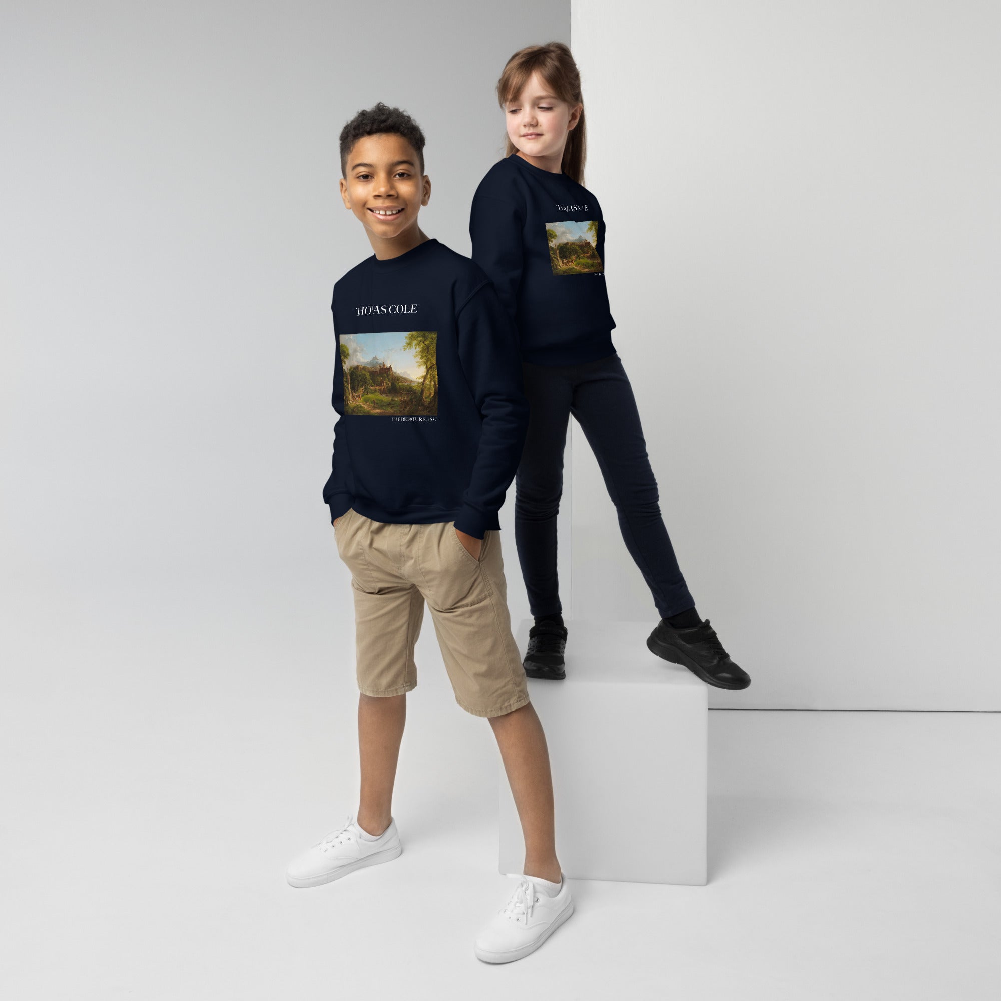 Thomas Cole – Rundhals-Sweatshirt mit berühmtem Gemälde „The Departure“ | Premium-Kunst-Sweatshirt für Jugendliche