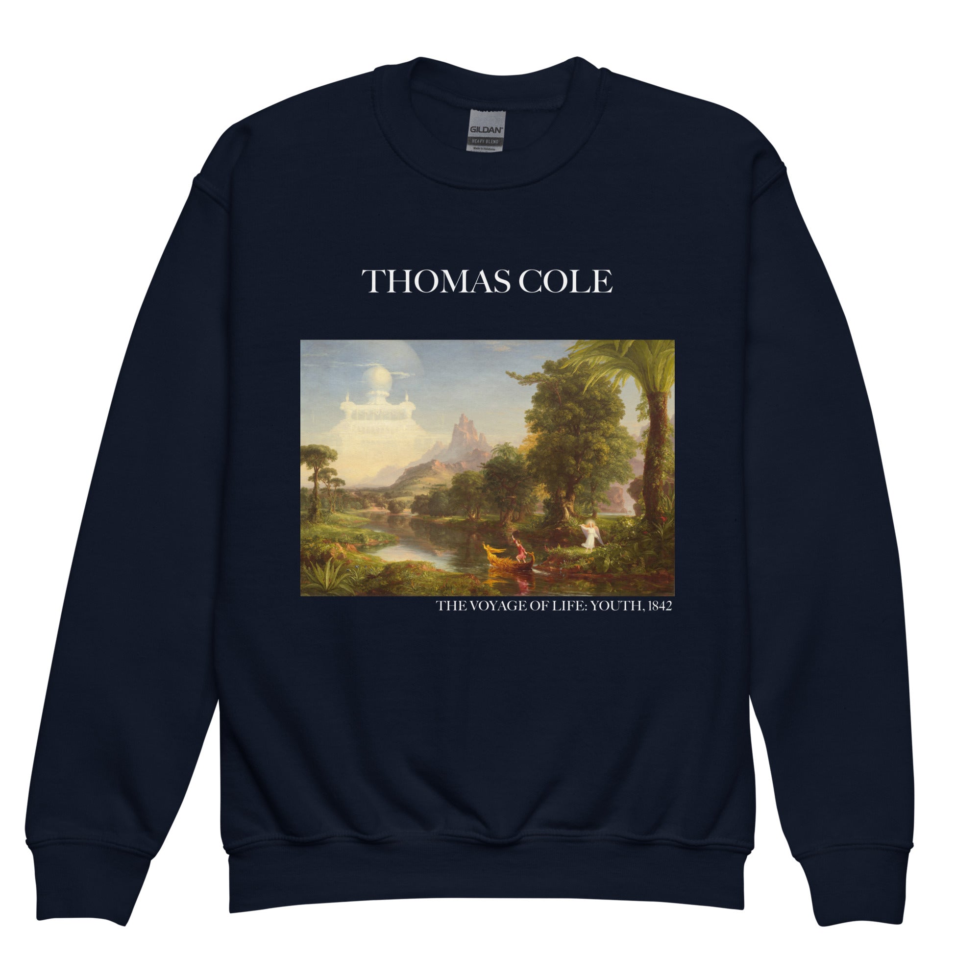 Thomas Cole „Die Reise des Lebens: Jugend“ – berühmtes Gemälde – Rundhals-Sweatshirt | Premium-Kunst-Sweatshirt für Jugendliche