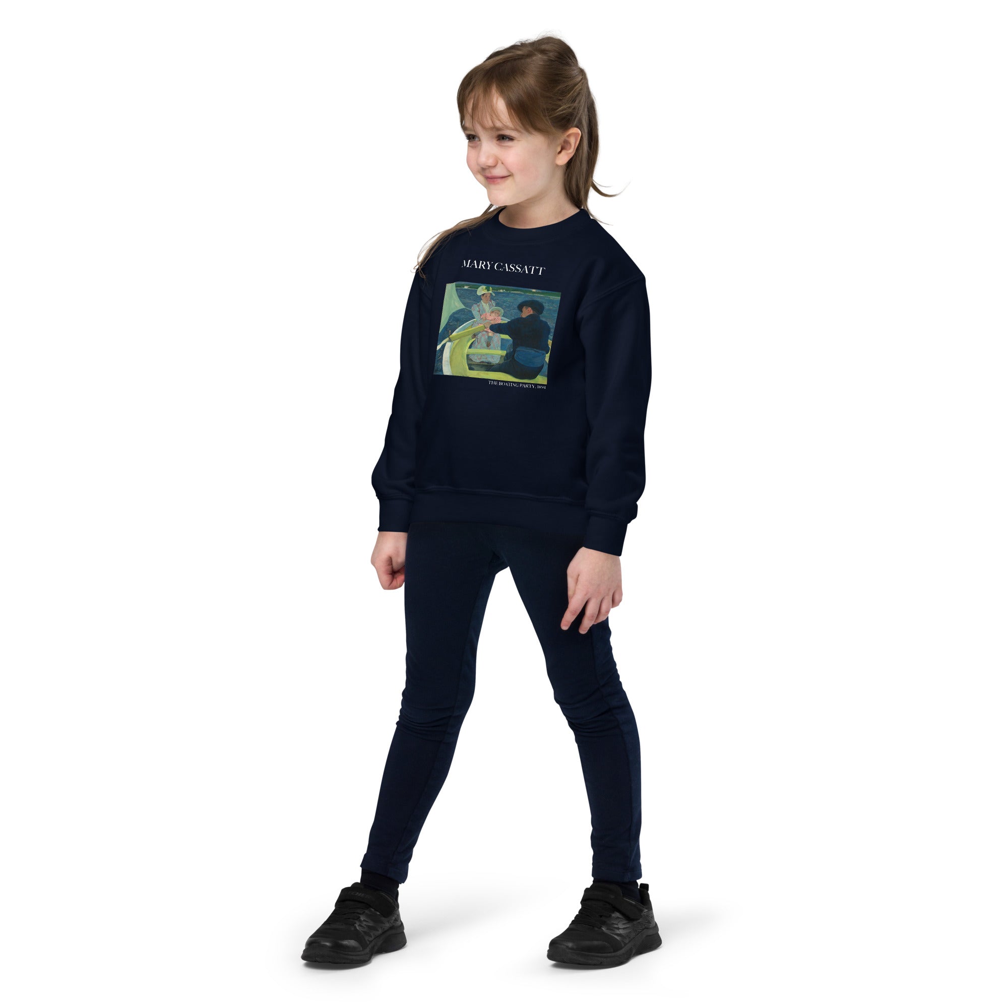 Rundhals-Sweatshirt mit berühmtem Gemälde „The Boating Party“ von Mary Cassatt | Premium-Kunst-Sweatshirt für Jugendliche