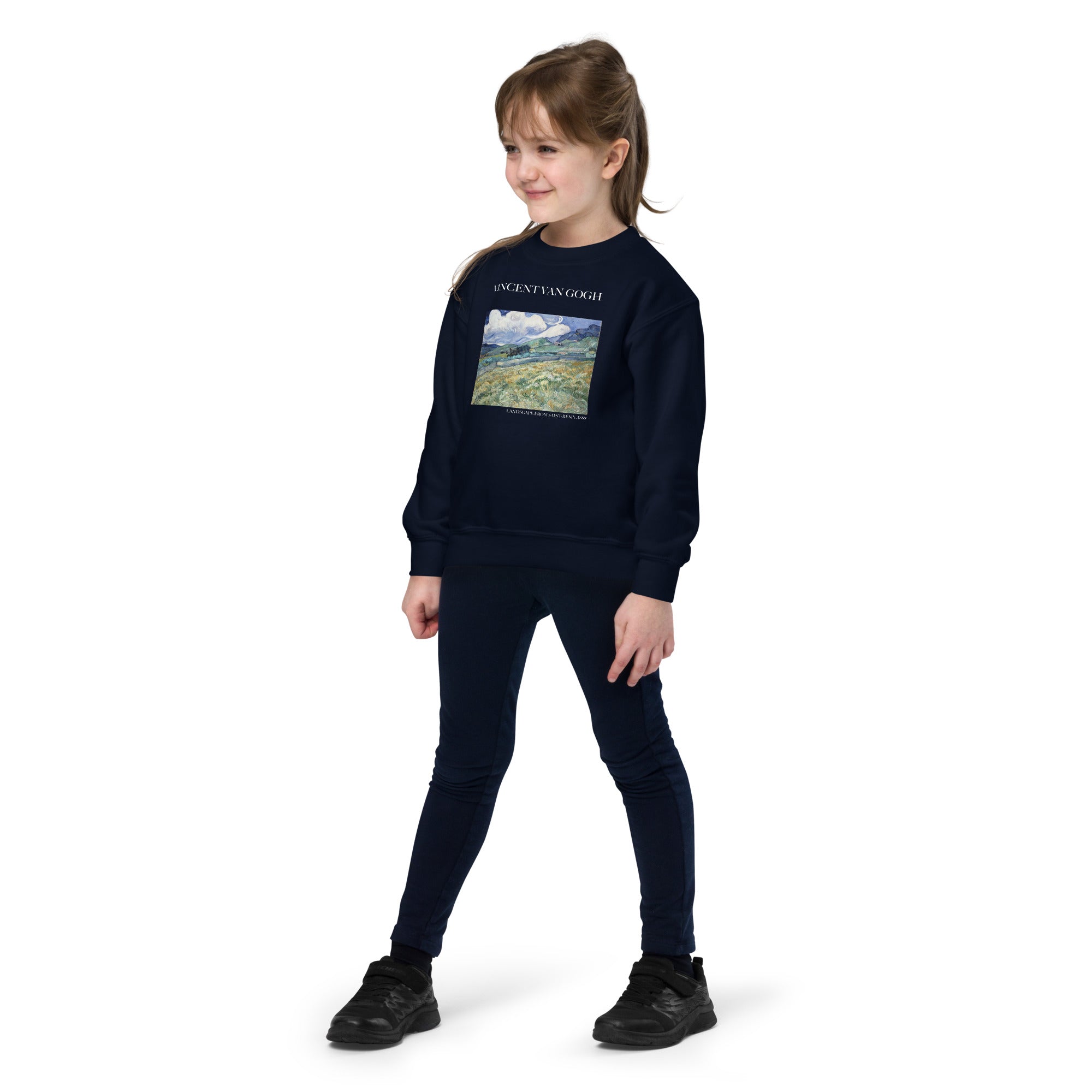 Vincent van Gogh 'Landscape from Saint-Rémy' Famous Painting Crewneck Sweatshirt | Premium Youth Art Sweatshirt