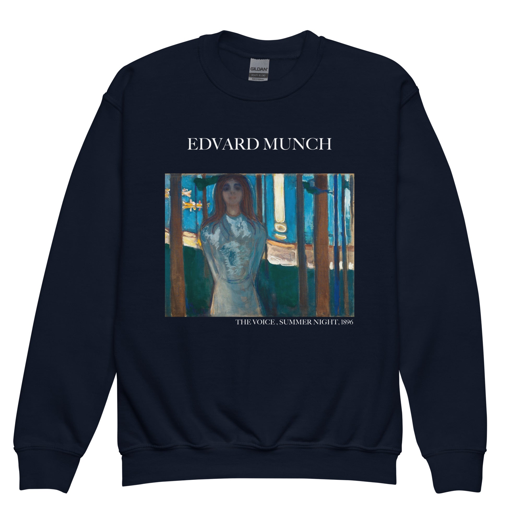 Edvard Munch „Die Stimme, Sommernacht“ – berühmtes Gemälde – Rundhals-Sweatshirt | Premium-Kunst-Sweatshirt für Jugendliche