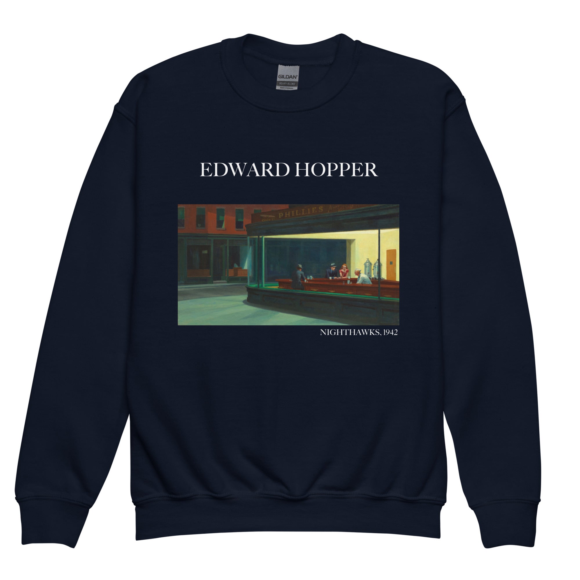 Edward Hopper 'Nighthawks' Famous Painting Crewneck Sweatshirt | Premium Youth Art Sweatshirt