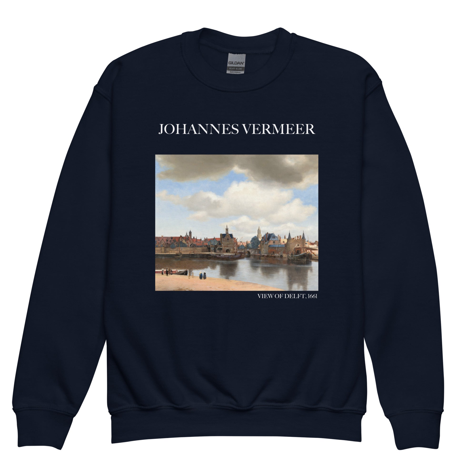 Johannes Vermeer „Blick auf Delft“ – berühmtes Gemälde – Rundhals-Sweatshirt – Premium-Kunst-Sweatshirt für Jugendliche