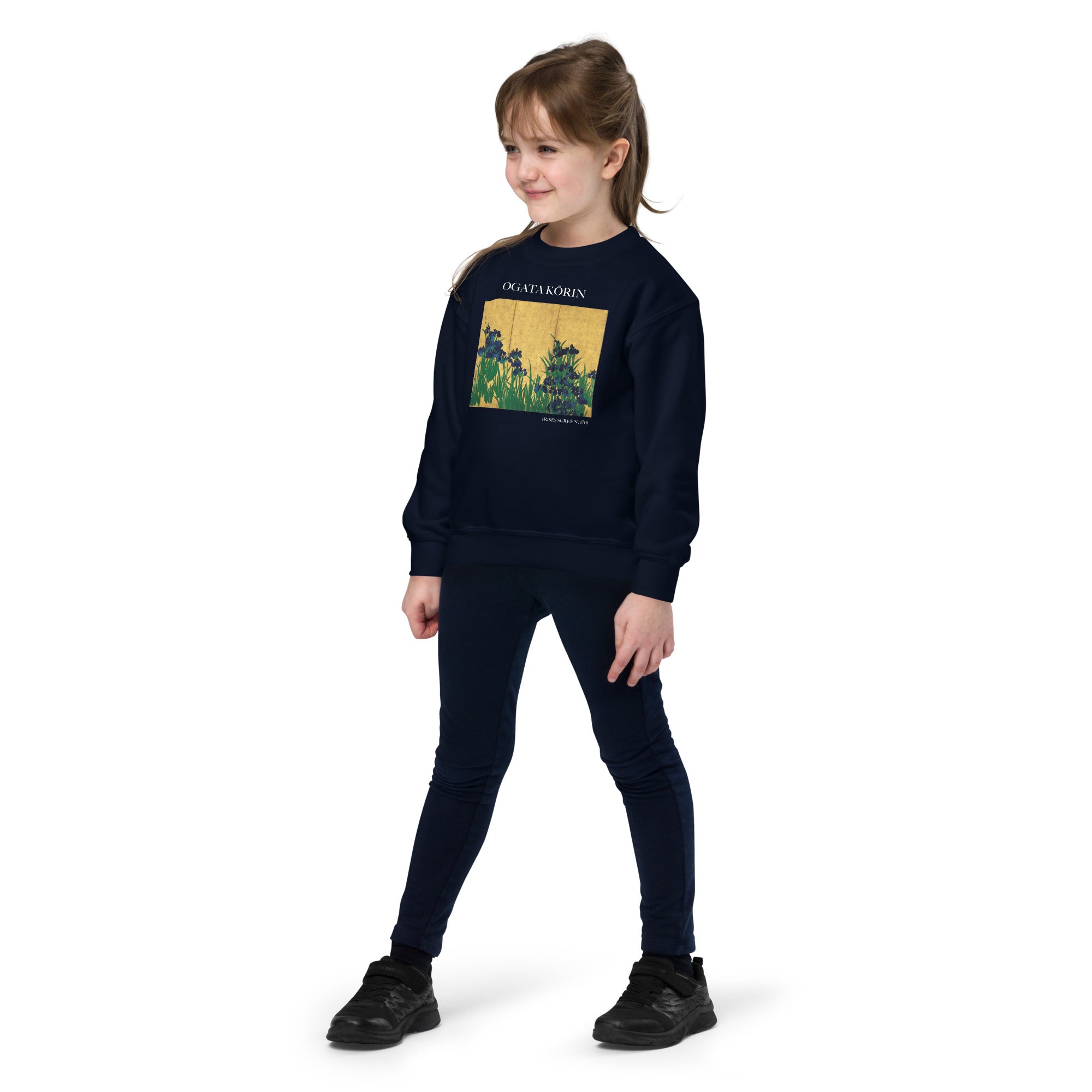 Ogata Kōrin 'Irises Screen' Berühmtes Gemälde Rundhals-Sweatshirt | Premium Jugend-Kunst-Sweatshirt