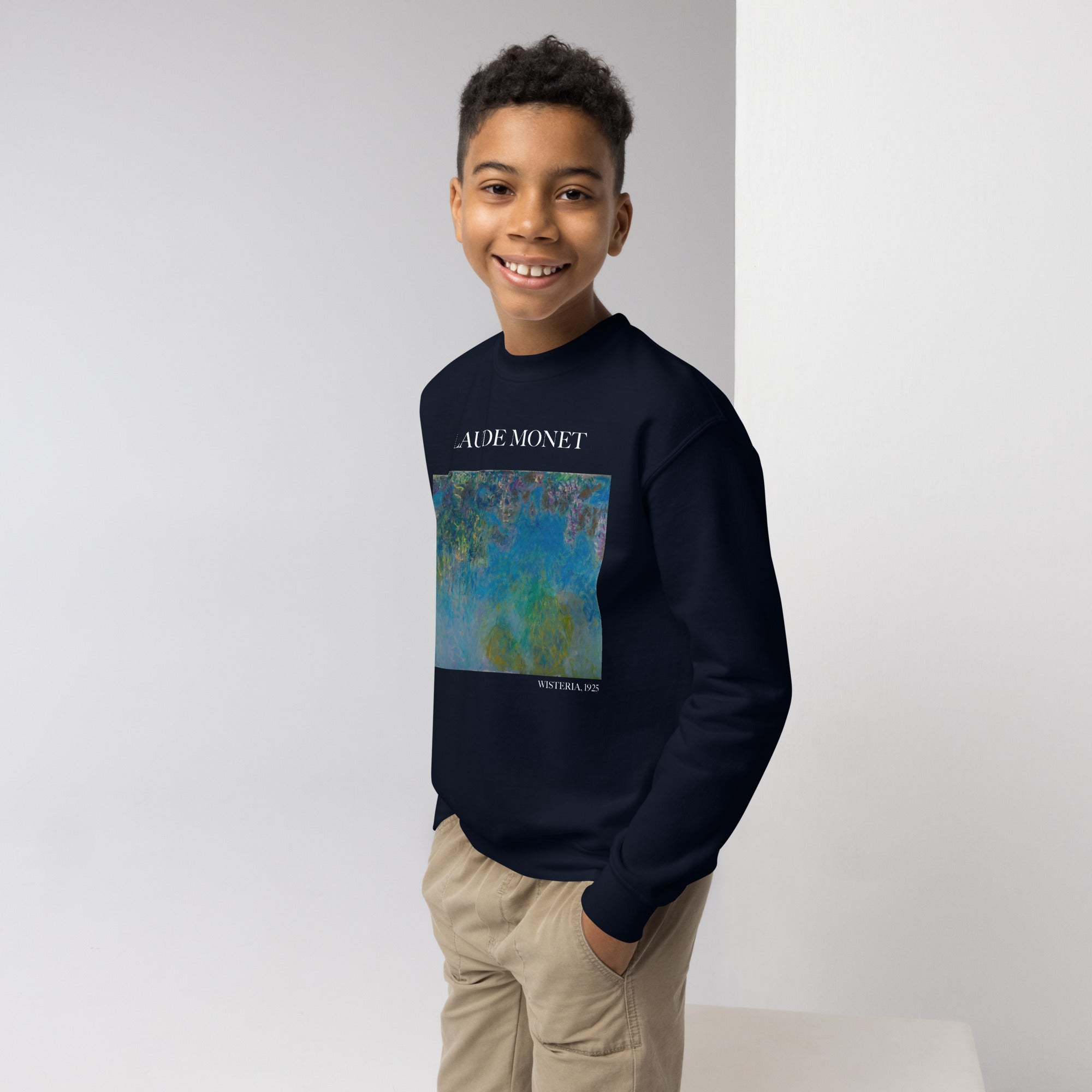 Claude Monet „Wisteria“ – berühmtes Gemälde – Rundhals-Sweatshirt | Premium-Kunst-Sweatshirt für Jugendliche