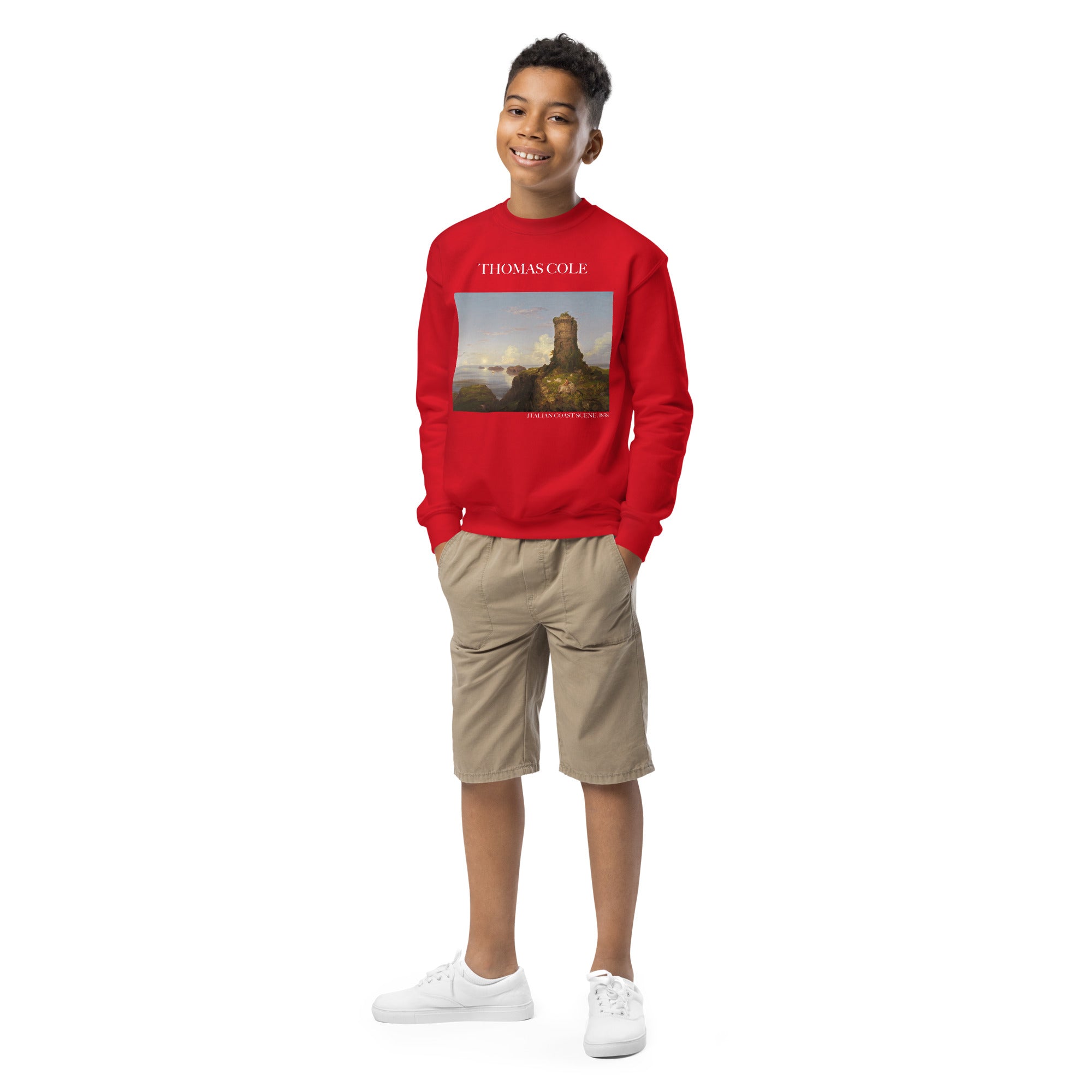 Thomas Cole 'Italian Coast Scene' Famous Painting Crewneck Sweatshirt | Premium Youth Art Sweatshirt