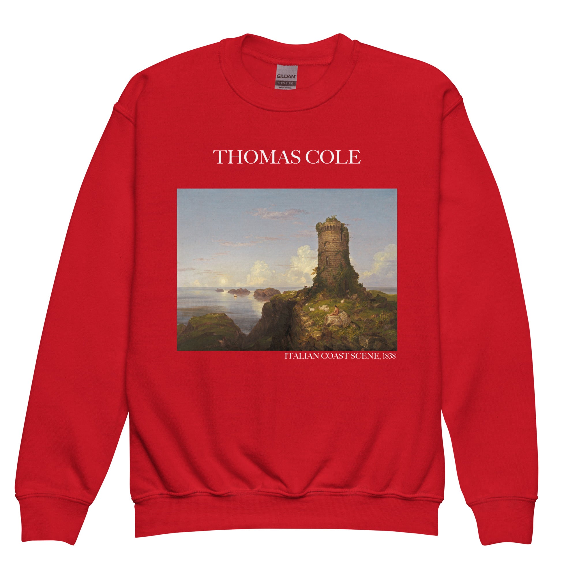 Thomas Cole 'Italian Coast Scene' Famous Painting Crewneck Sweatshirt | Premium Youth Art Sweatshirt