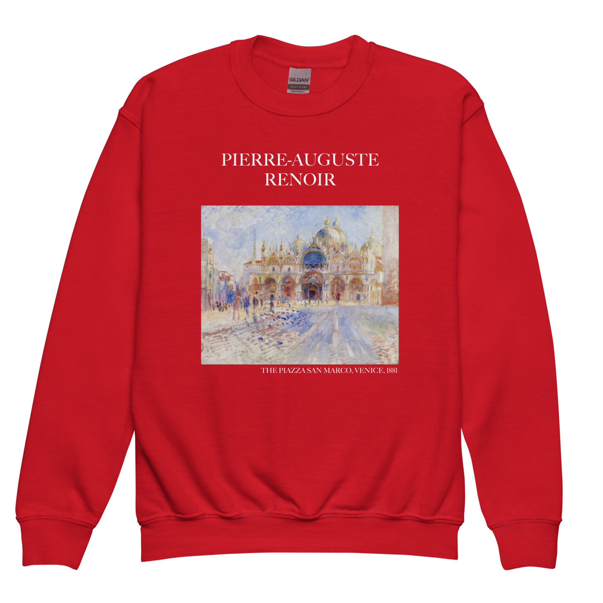 Pierre-Auguste Renoir - Rundhals-Sweatshirt mit berühmtem Gemälde „Der Markusplatz, Venedig“ | Premium-Kunst-Sweatshirt für Jugendliche