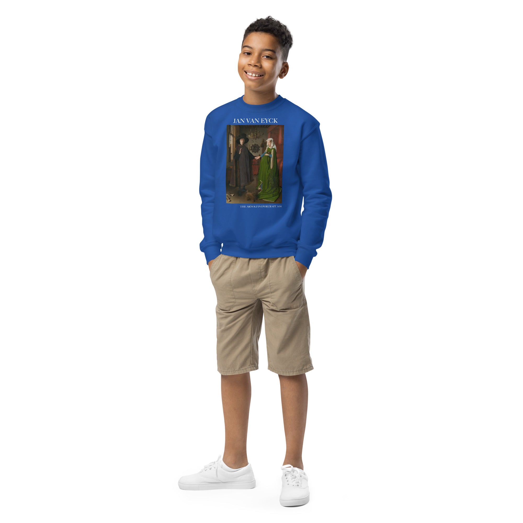 Jan van Eyck 'The Arnolfini Portrait' Famous Painting Crewneck Sweatshirt | Premium Youth Art Sweatshirt