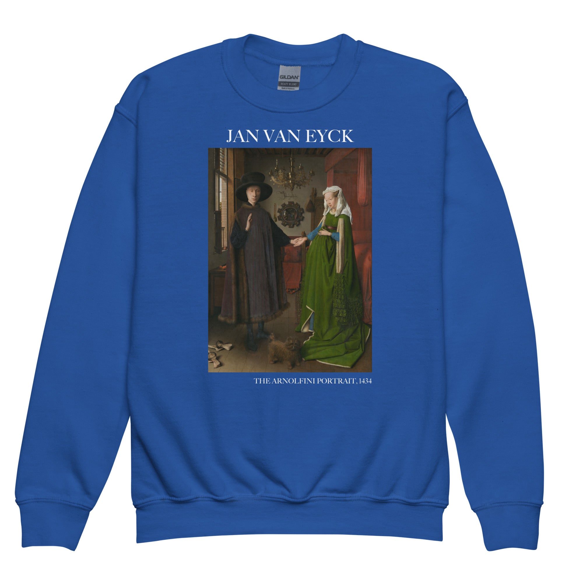 Jan van Eyck 'The Arnolfini Portrait' Famous Painting Crewneck Sweatshirt | Premium Youth Art Sweatshirt