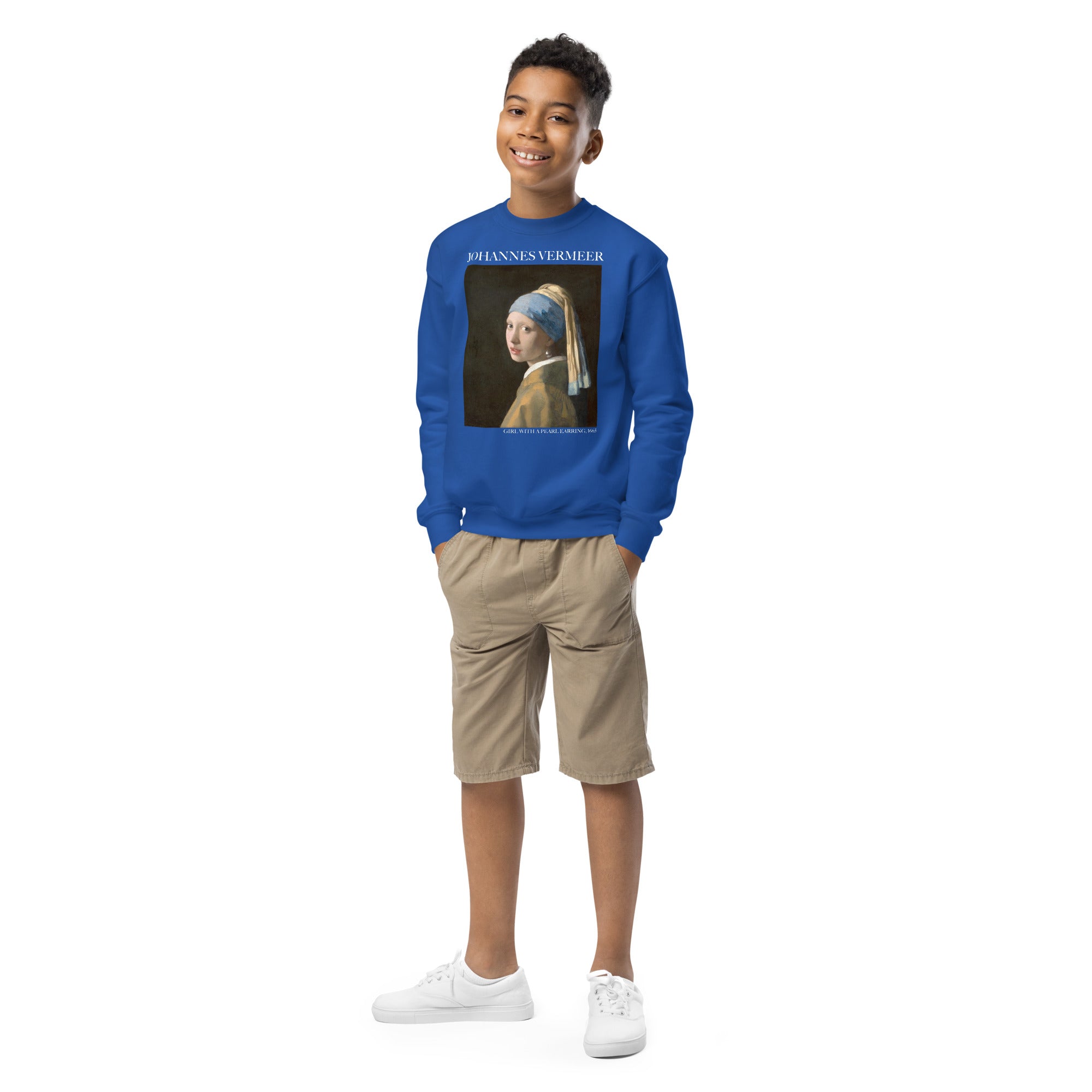 Johannes Vermeer 'Girl with a Pearl Earring' Famous Painting Crewneck Sweatshirt | Premium Youth Art Sweatshirt
