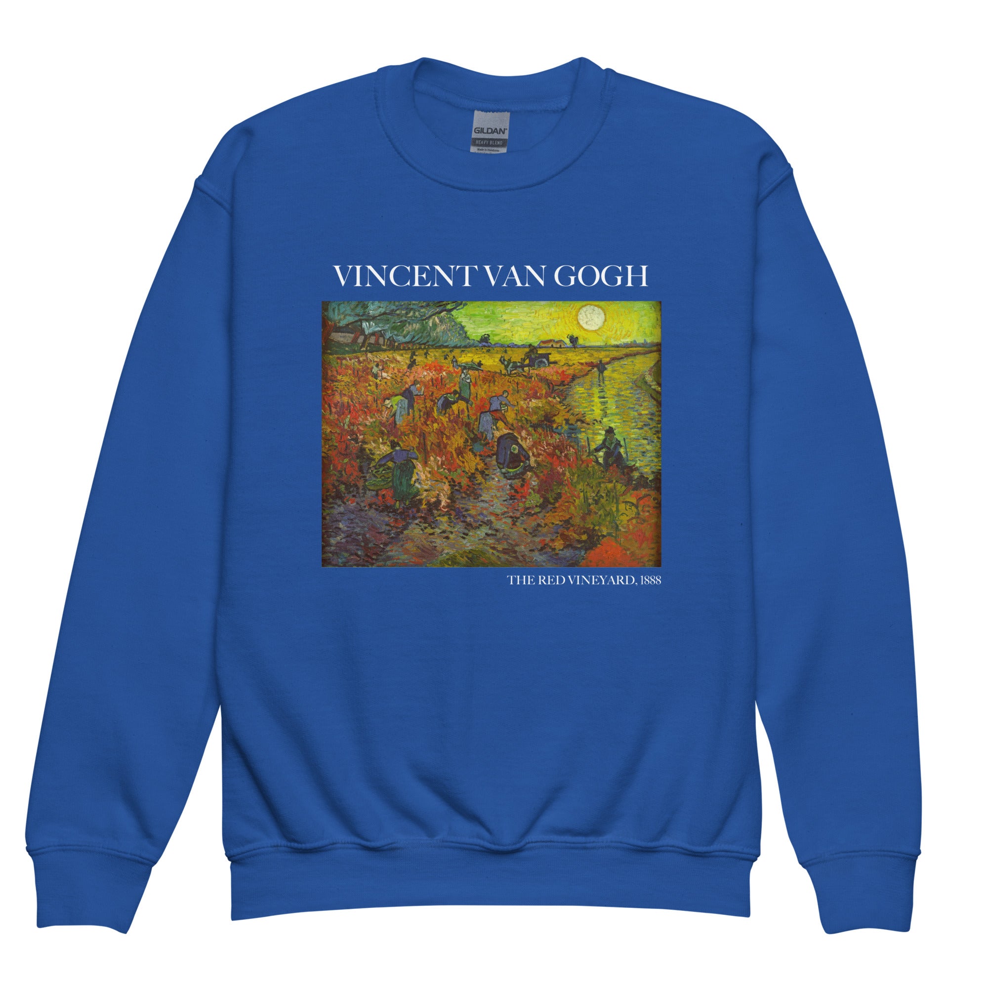 Rundhals-Sweatshirt „Der rote Weinberg“ von Vincent van Gogh, berühmtes Gemälde, Premium-Kunst-Sweatshirt für Jugendliche