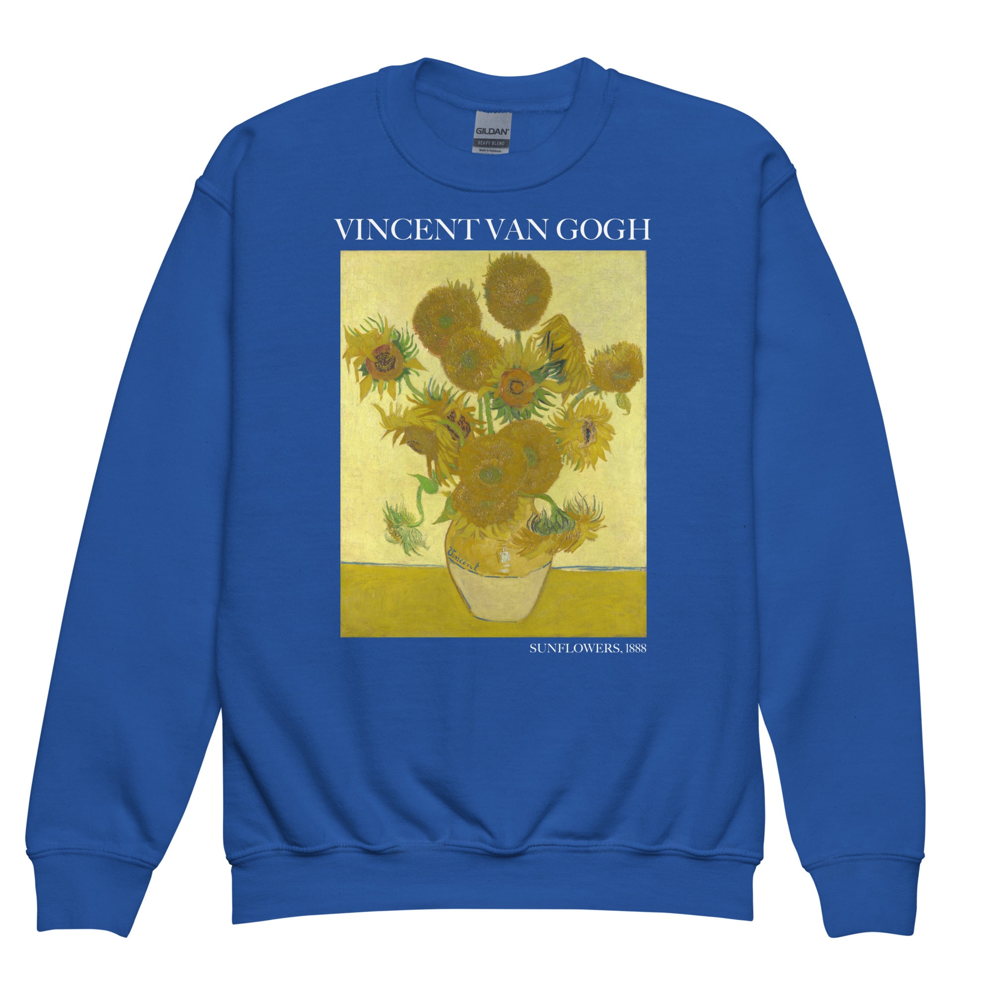 Rundhals-Sweatshirt „Sonnenblumen“ von Vincent van Gogh, berühmtes Gemälde, Premium-Kunst-Sweatshirt für Jugendliche