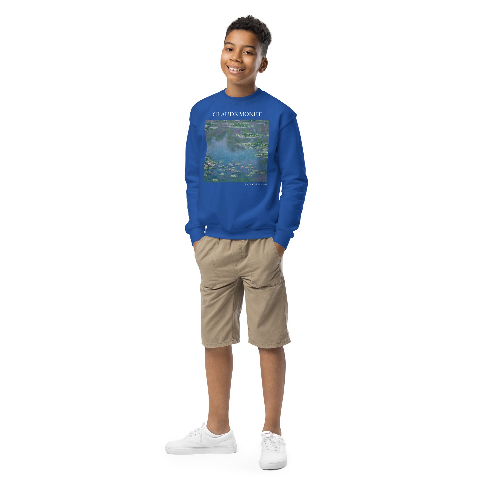 Claude Monet 'Water Lilies' Famous Painting Crewneck Sweatshirt | Premium Youth Art Sweatshirt