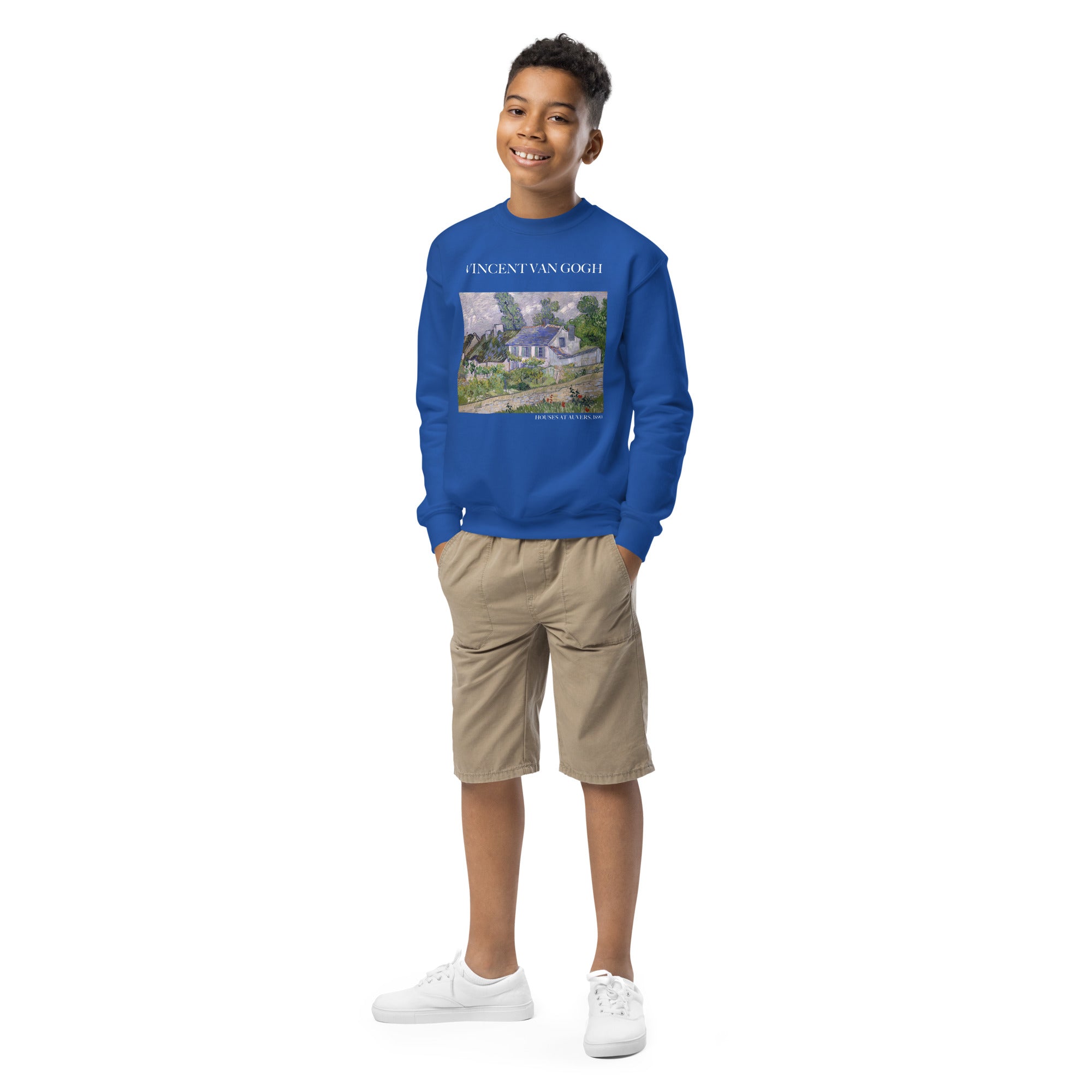 Vincent van Gogh 'Houses at Auvers' Famous Painting Crewneck Sweatshirt | Premium Youth Art Sweatshirt