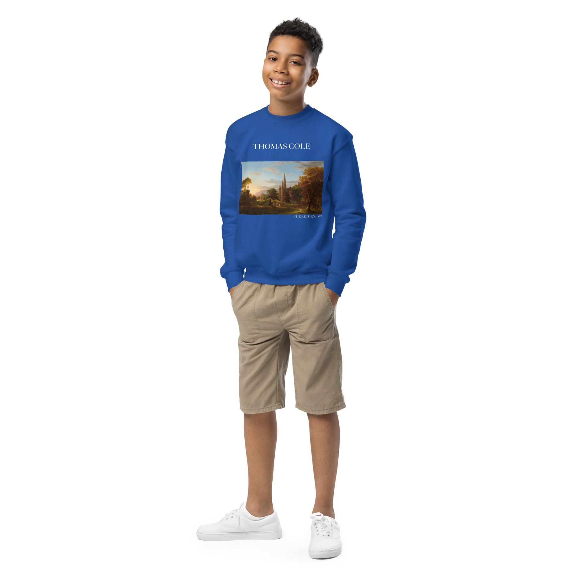 Thomas Cole „Die Rückkehr“ – Sweatshirt mit Rundhalsausschnitt, berühmtes Gemälde | Premium-Kunst-Sweatshirt für Jugendliche