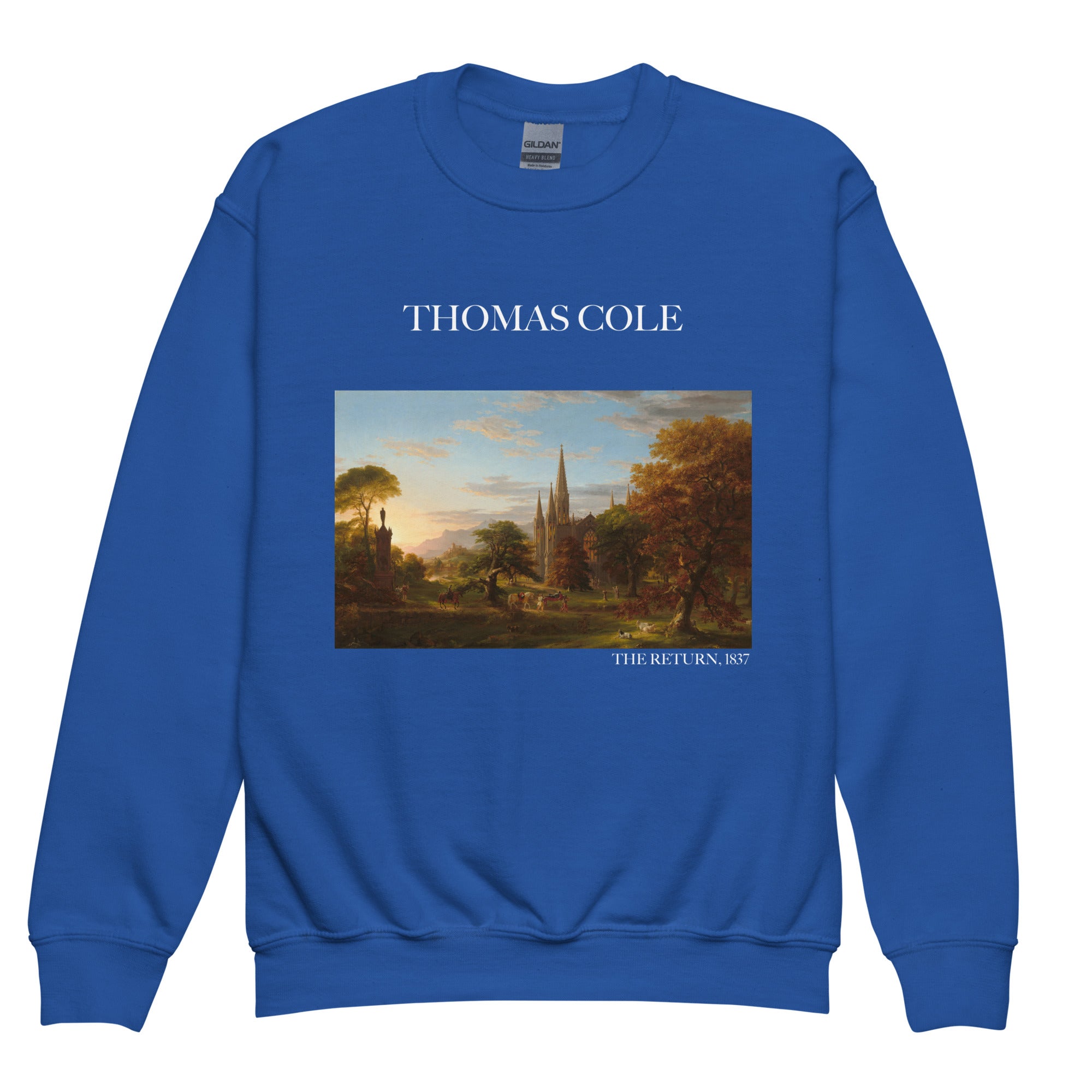 Thomas Cole „Die Rückkehr“ – Sweatshirt mit Rundhalsausschnitt, berühmtes Gemälde | Premium-Kunst-Sweatshirt für Jugendliche