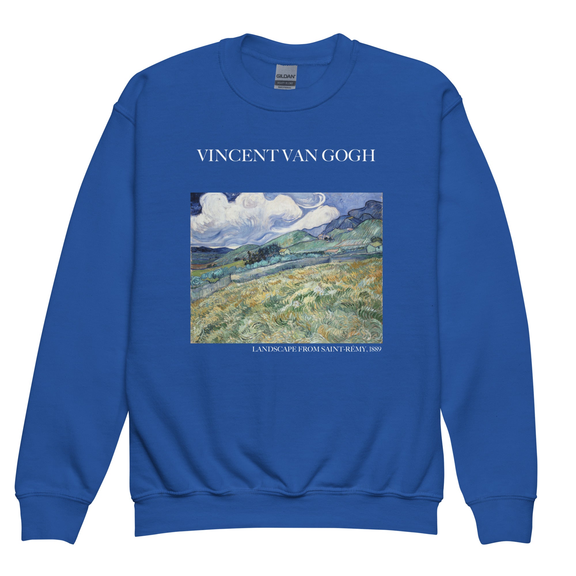 Rundhals-Sweatshirt „Landschaft von Saint-Rémy“ von Vincent van Gogh, berühmtes Gemälde | Premium-Kunst-Sweatshirt für Jugendliche