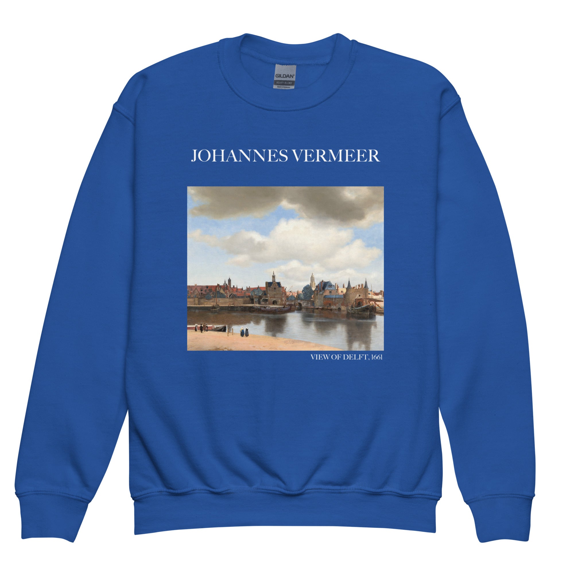 Johannes Vermeer „Blick auf Delft“ – berühmtes Gemälde – Rundhals-Sweatshirt – Premium-Kunst-Sweatshirt für Jugendliche