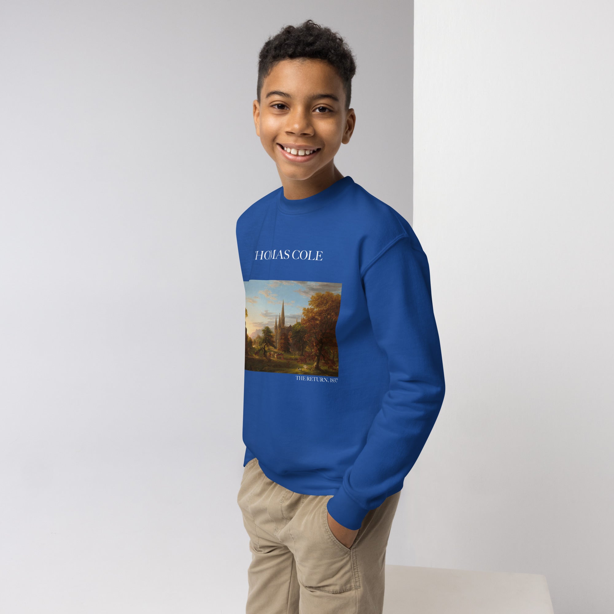 Thomas Cole „Die Rückkehr“ – Sweatshirt mit Rundhalsausschnitt, berühmtes Gemälde | Premium-Kunst-Sweatshirt für Jugendliche