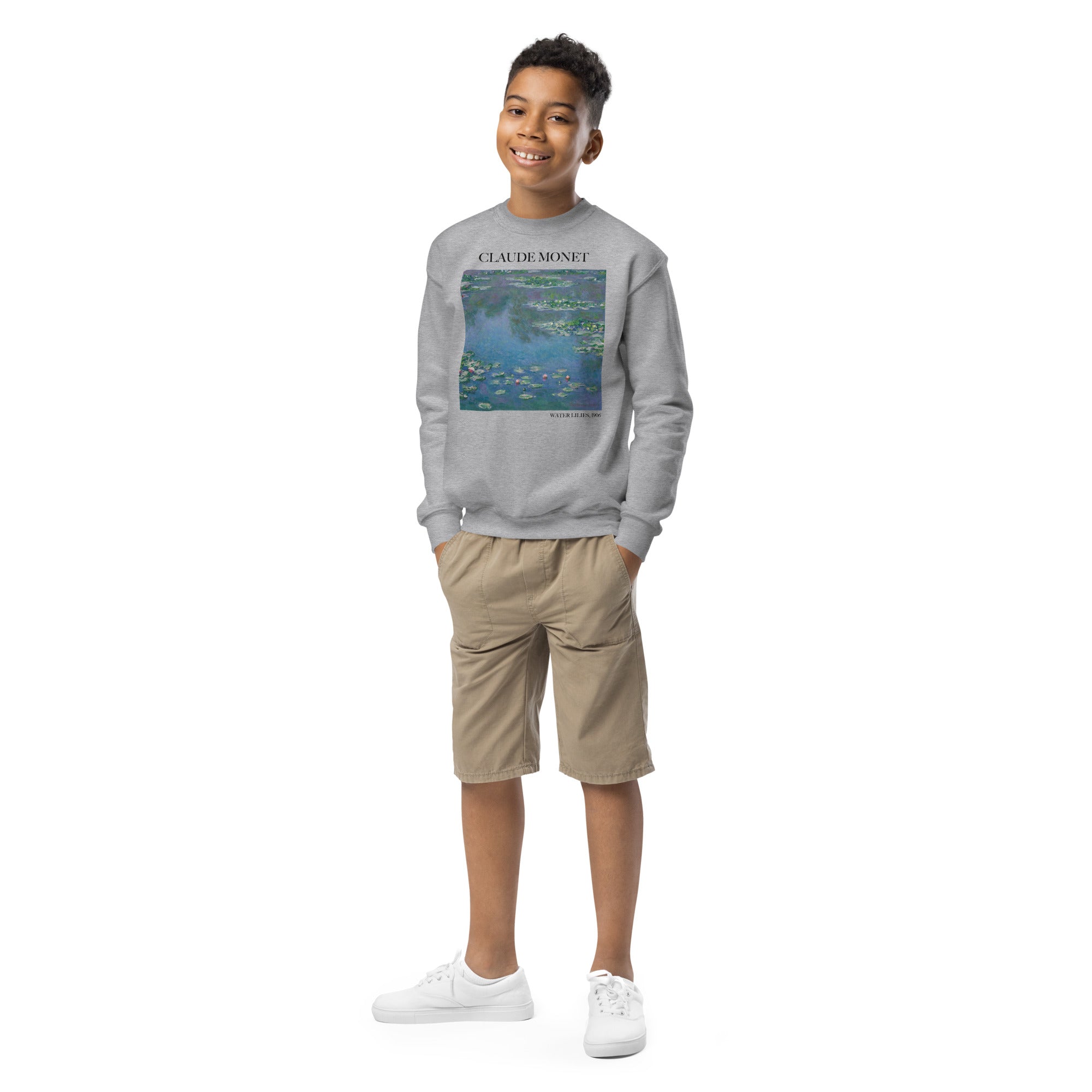 Claude Monet 'Water Lilies' Famous Painting Crewneck Sweatshirt | Premium Youth Art Sweatshirt