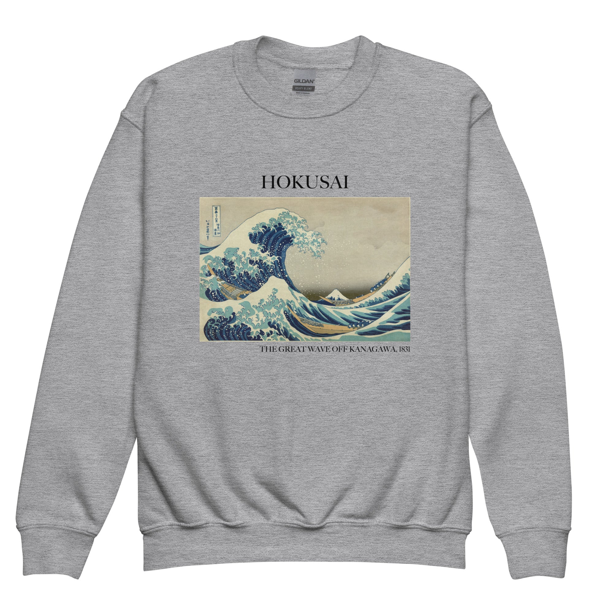 Rundhals-Sweatshirt mit berühmtem Gemälde „Die große Welle vor Kanagawa“ von Hokusai | Premium-Kunst-Sweatshirt für Jugendliche