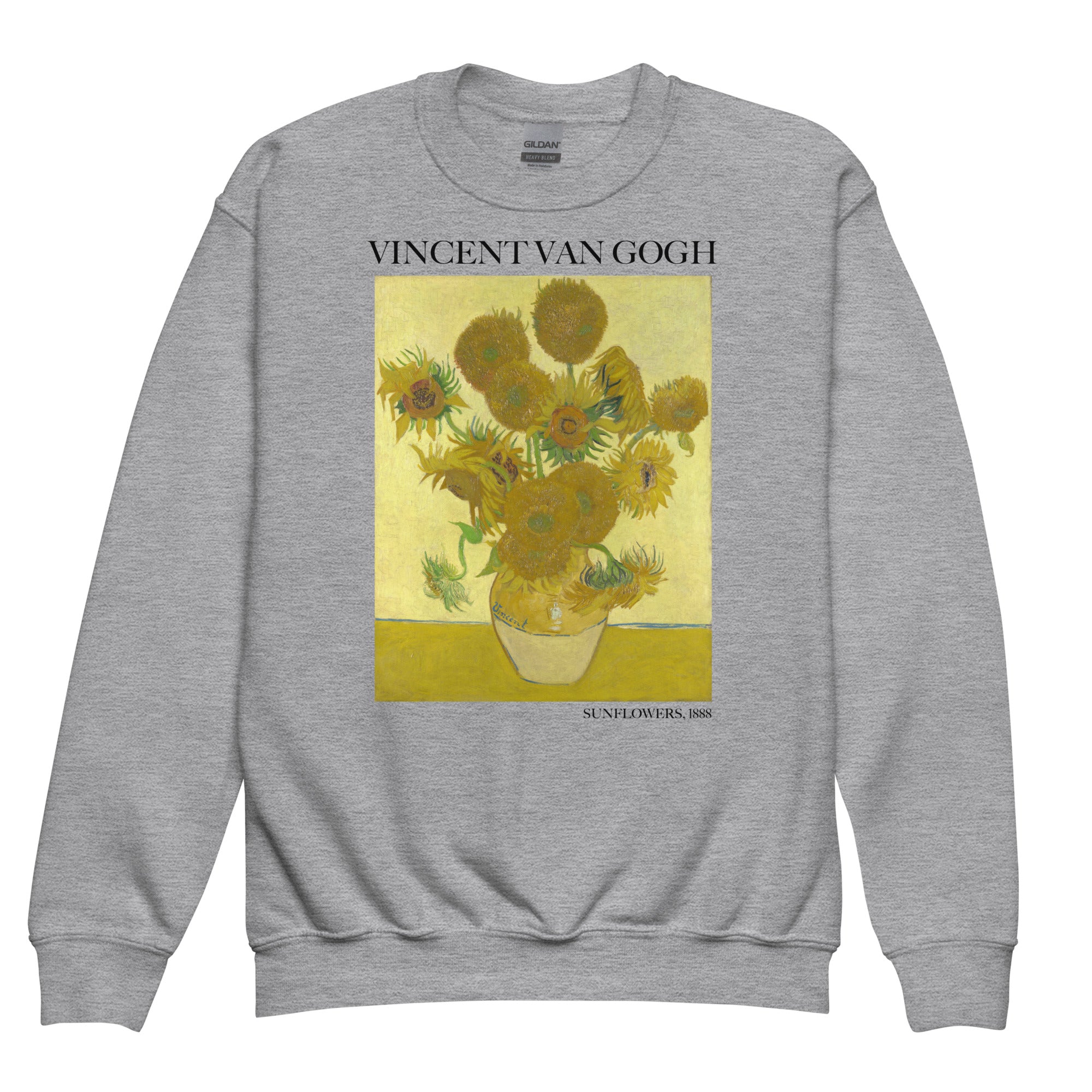 Rundhals-Sweatshirt „Sonnenblumen“ von Vincent van Gogh, berühmtes Gemälde, Premium-Kunst-Sweatshirt für Jugendliche